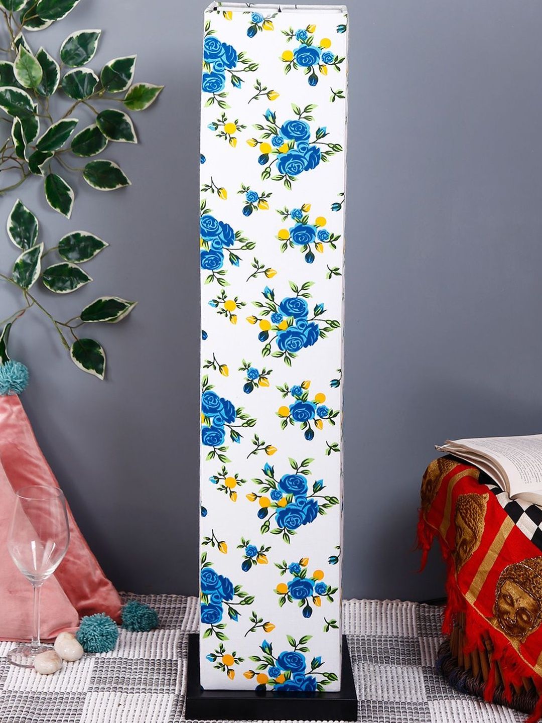 Myntra Elegant Homes White & Blue Wooden Tower Floor Lamps-image-29