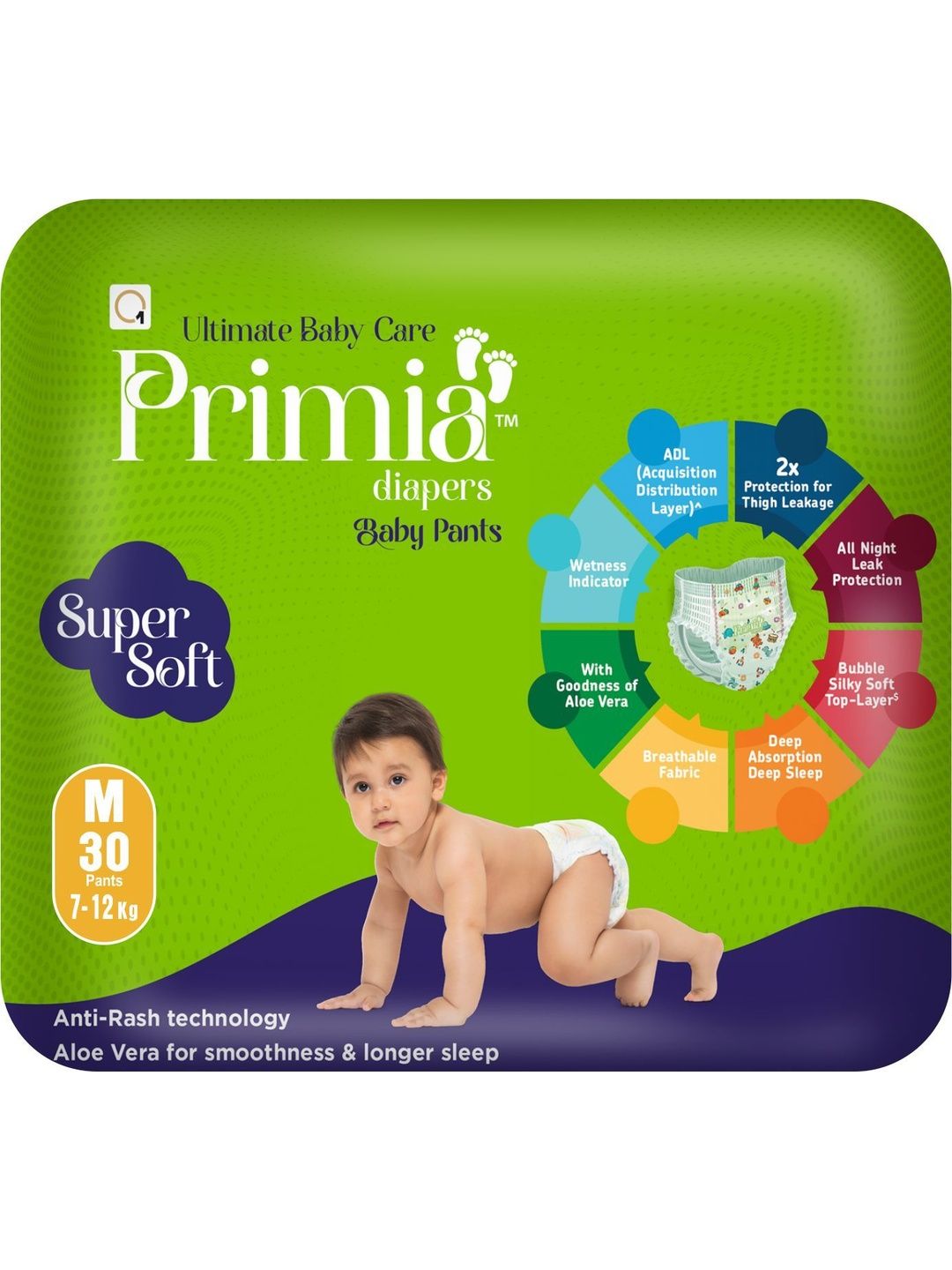 Primia Aloe Vera & Anti -Rash Technology Diaper Baby Pants - M - 30Pcs-picture-12