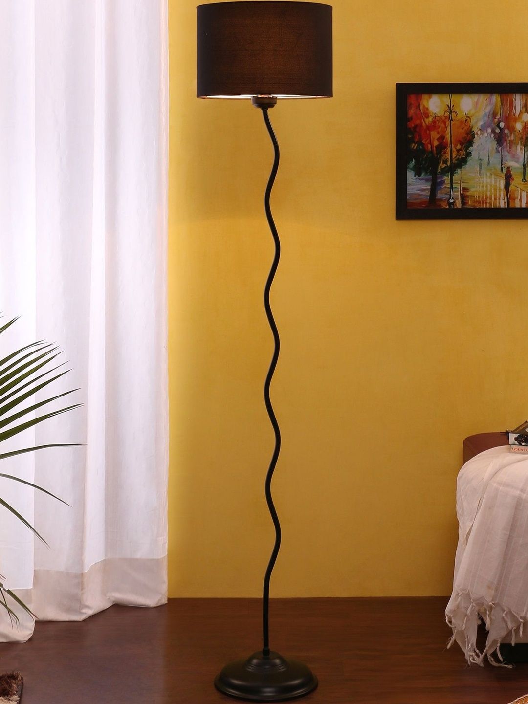 Myntra Elegant Homes Black Metal Zig Zag Floor Lamps-image-3