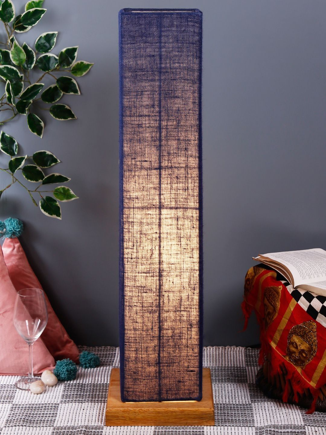 Myntra Elegant Homes Blue & Brown Wooden Floor Lamps-image-18