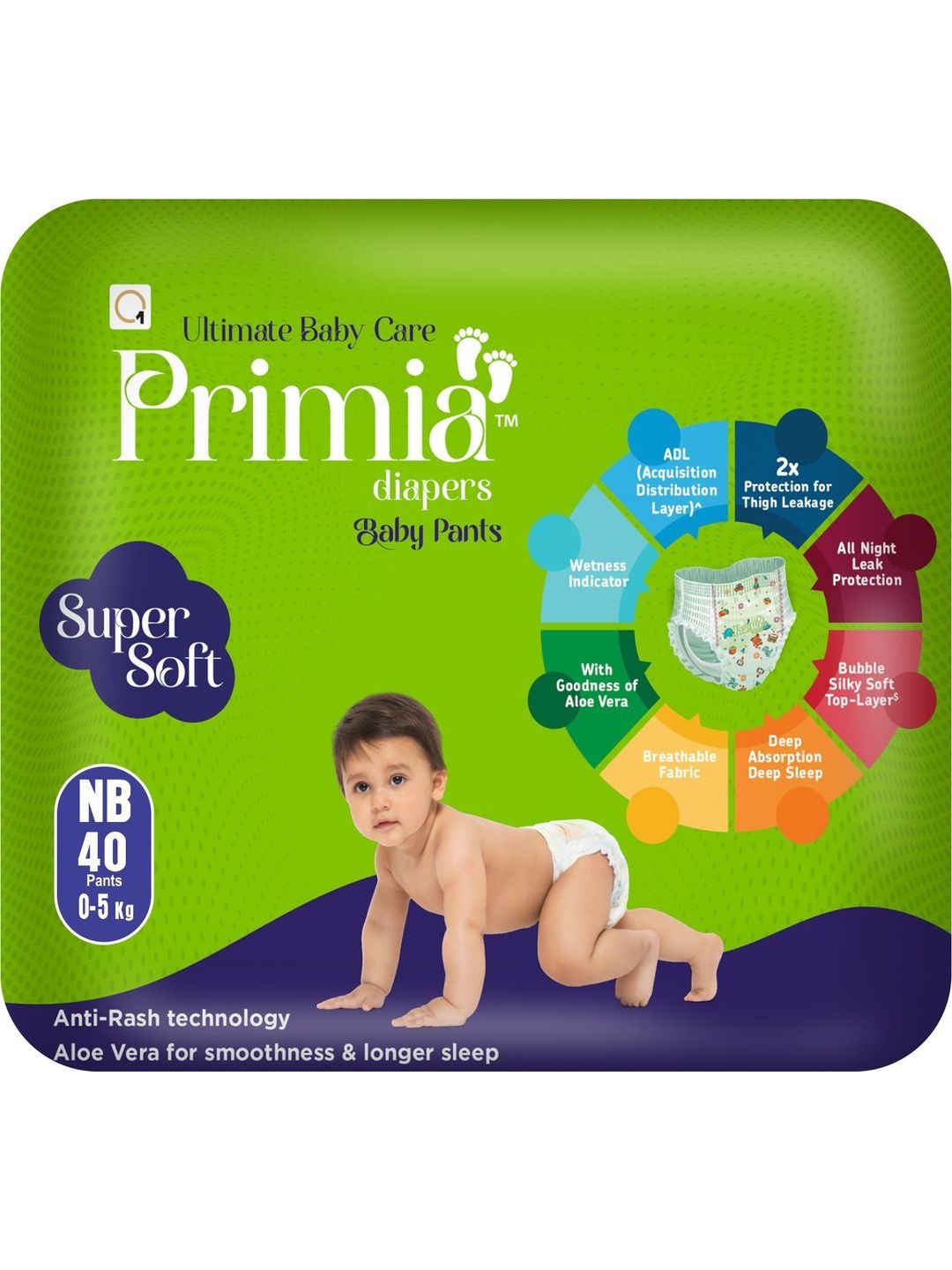 Primia Aloe Vera & Anti -Rash Technology Diaper Baby Pants - NB - 40 Pcs-picture-20