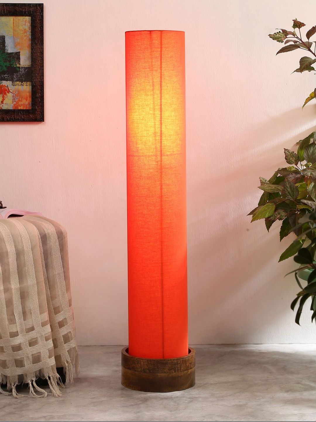 Myntra Elegant Homes Orange & Brown Wooden Floor Lamps-picture-37