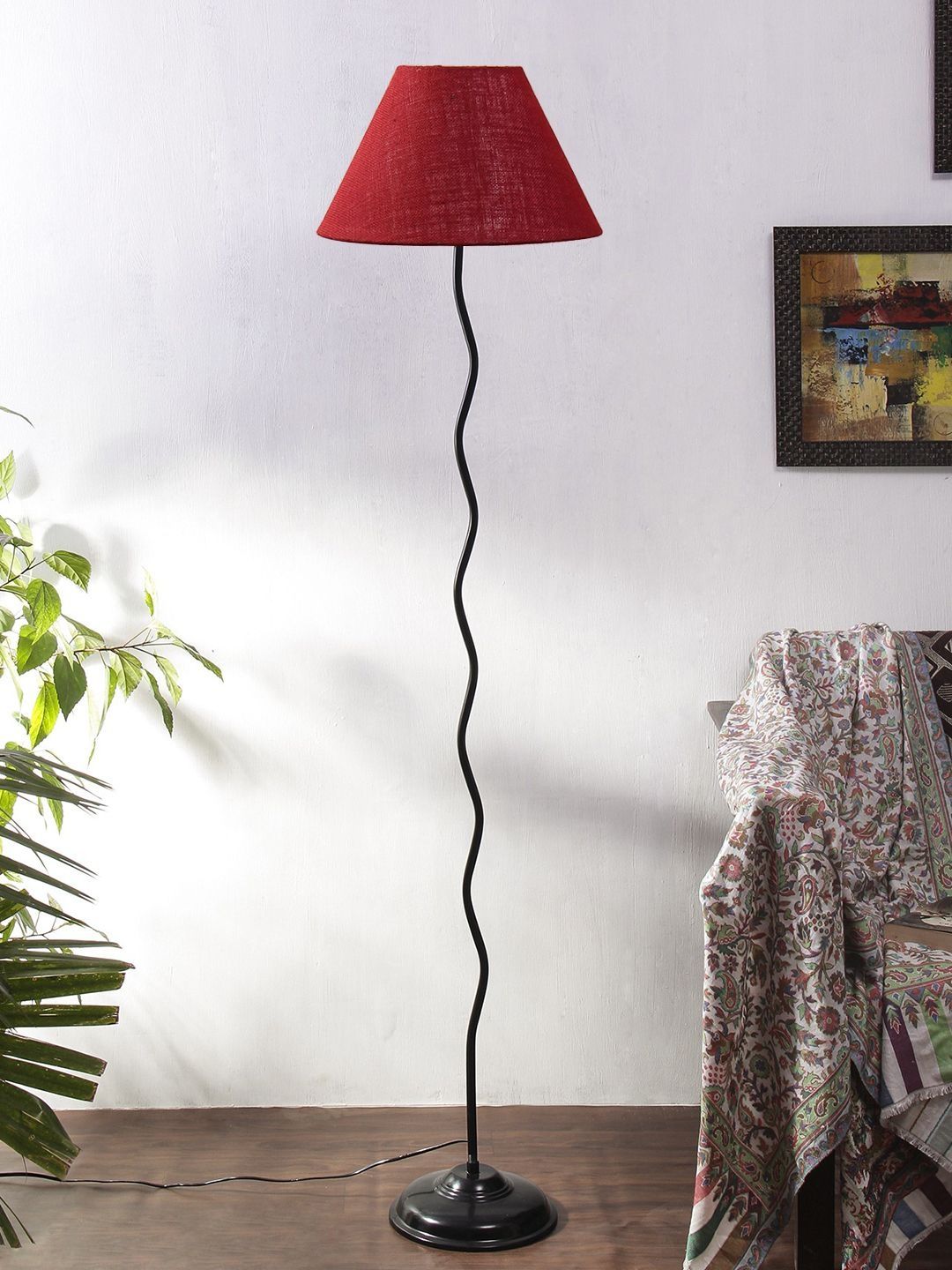 Myntra Elegant Homes Maroon & Brown Wooden Floor Lamps-picture-22
