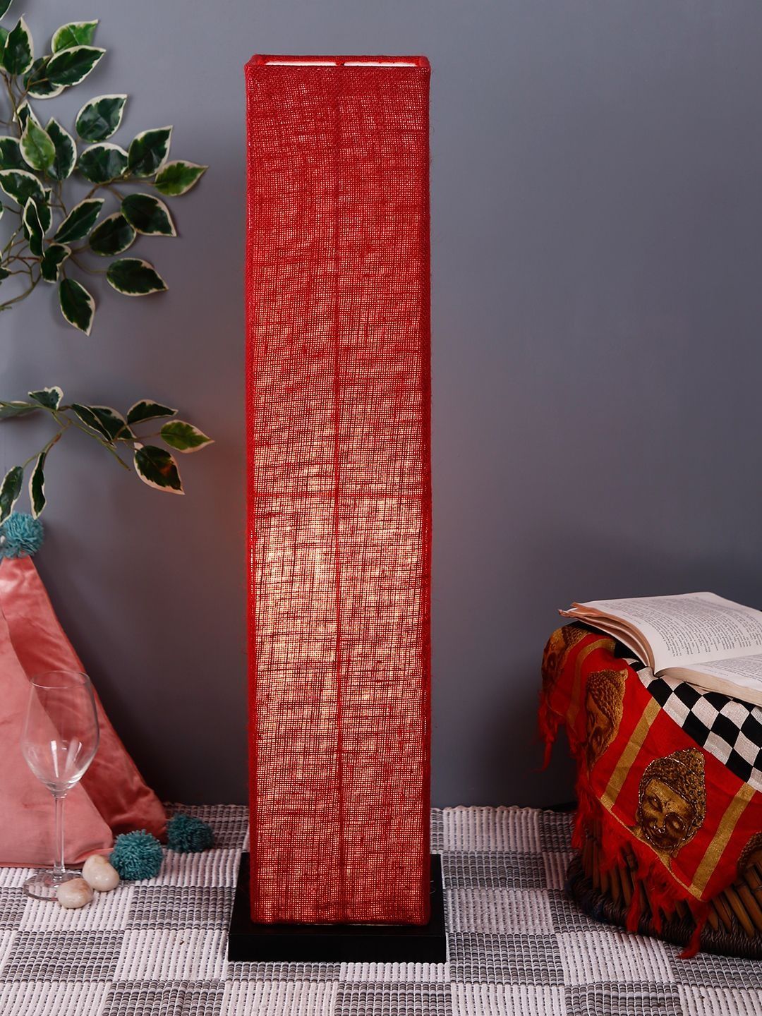 Myntra Elegant Homes Maroon & Brown Wooden Floor Lamps-picture-18