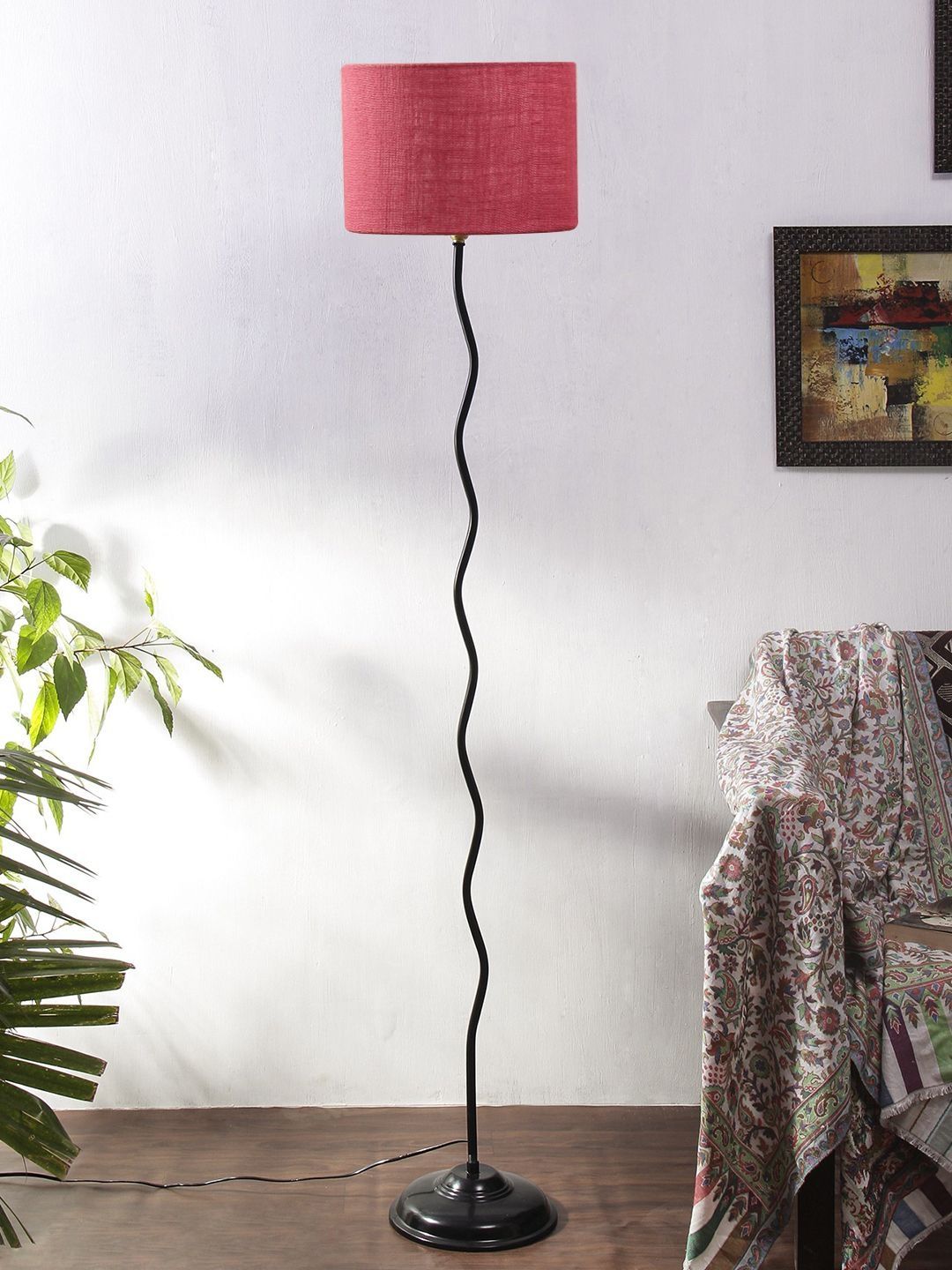 Myntra Elegant Homes Pink & Black Wooden Floor Lamps-picture-18