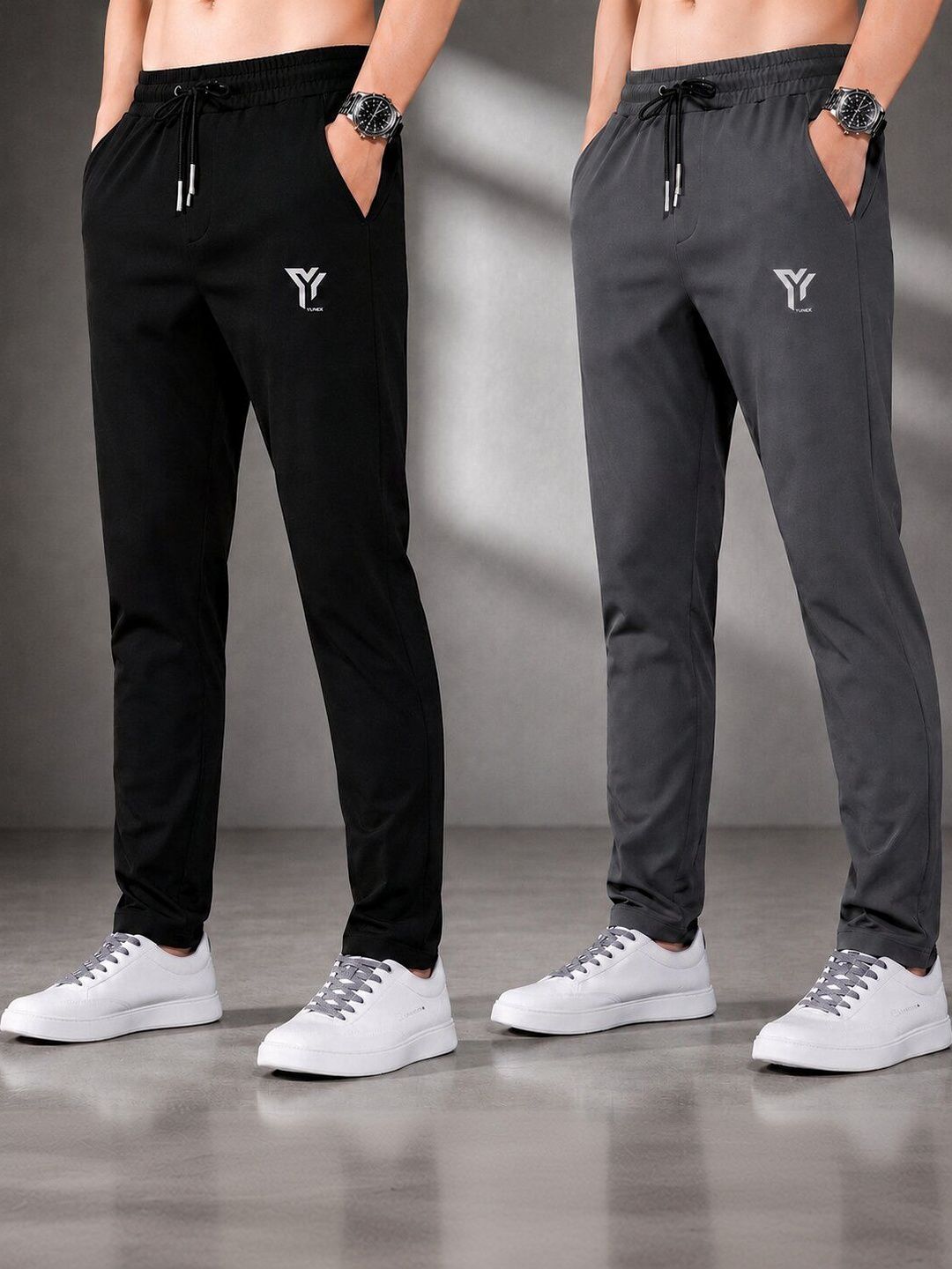 YUNEK Men Pack of 2 Regular Fit Brand Logo Rapid-Dry Training Joggers-picture-53