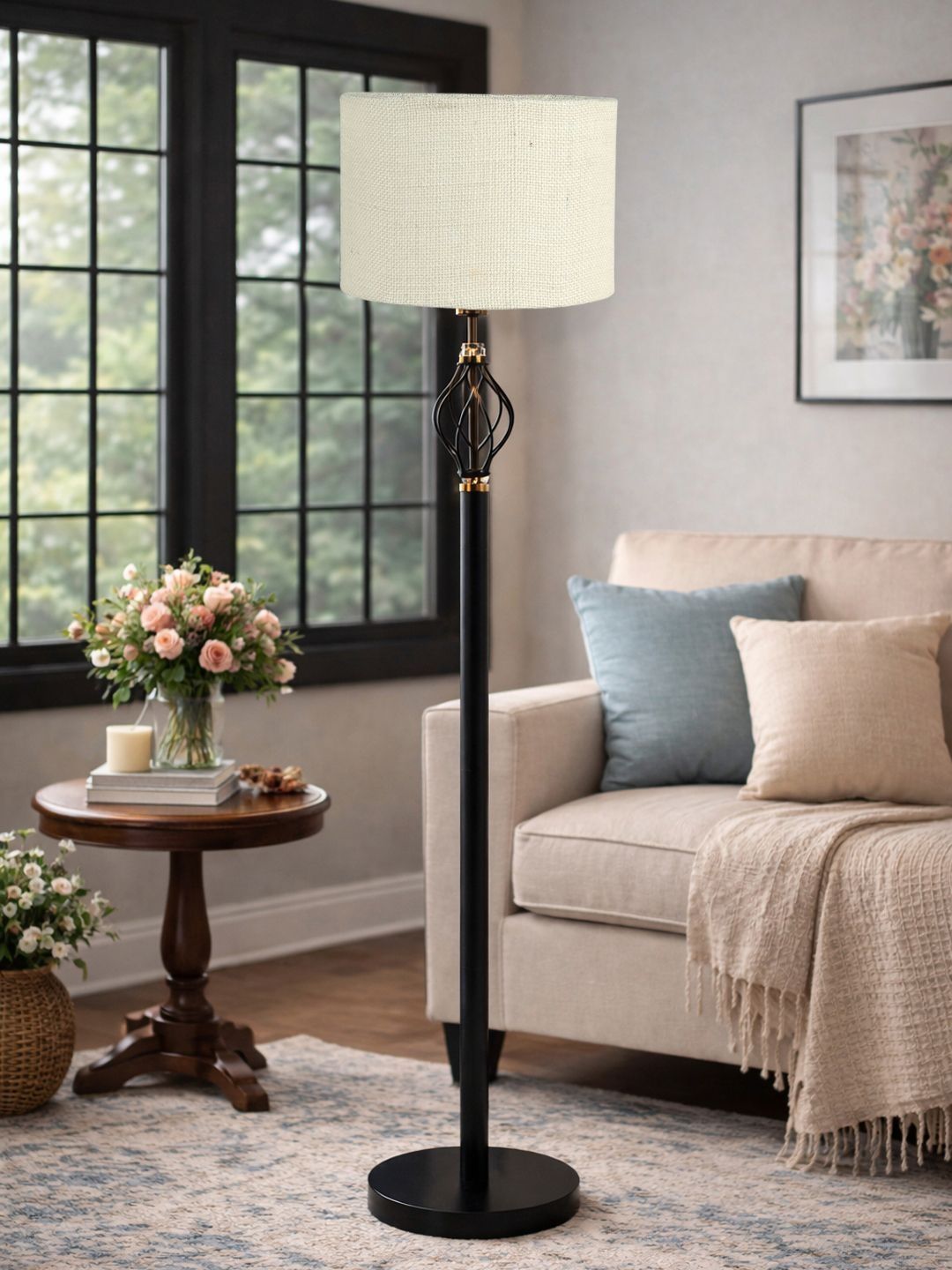 Myntra Elegant Homes Red & White Wooden Floor Lamps-image-24