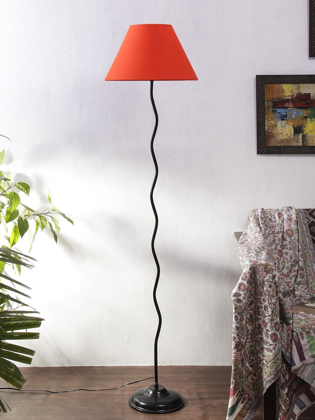 Myntra Elegant Homes Orange & Black Wooden Floor Lamps-image-35