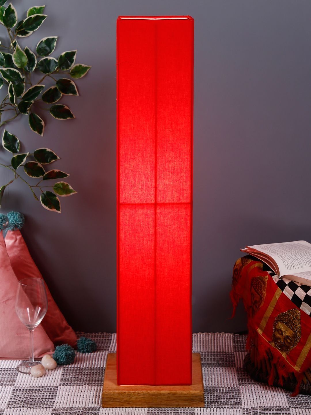 Myntra Elegant Homes Red & Brown Wooden Floor Lamps-picture-33