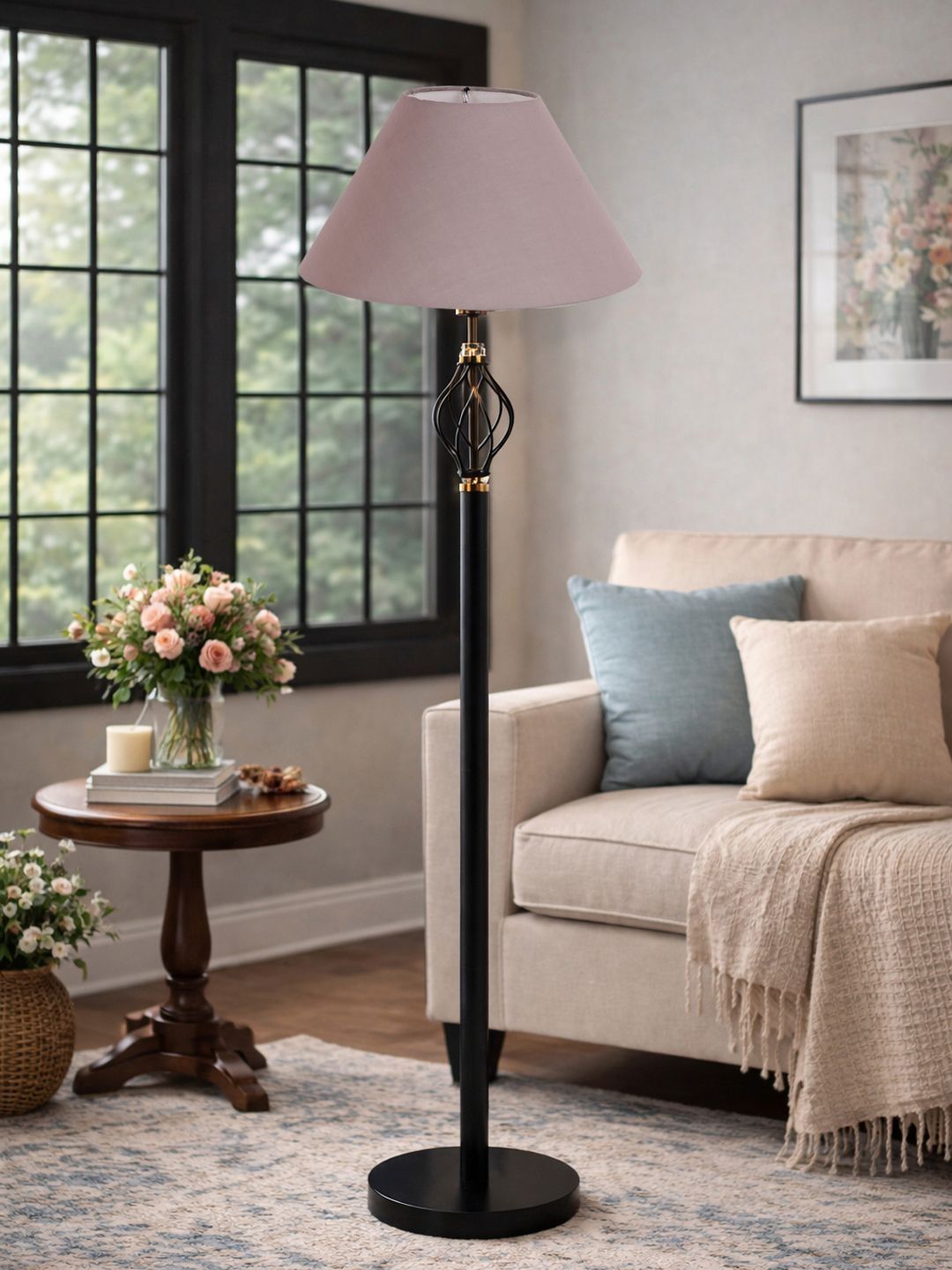 Myntra Elegant Homes Red & Grey Wooden Floor Lamps-image-46