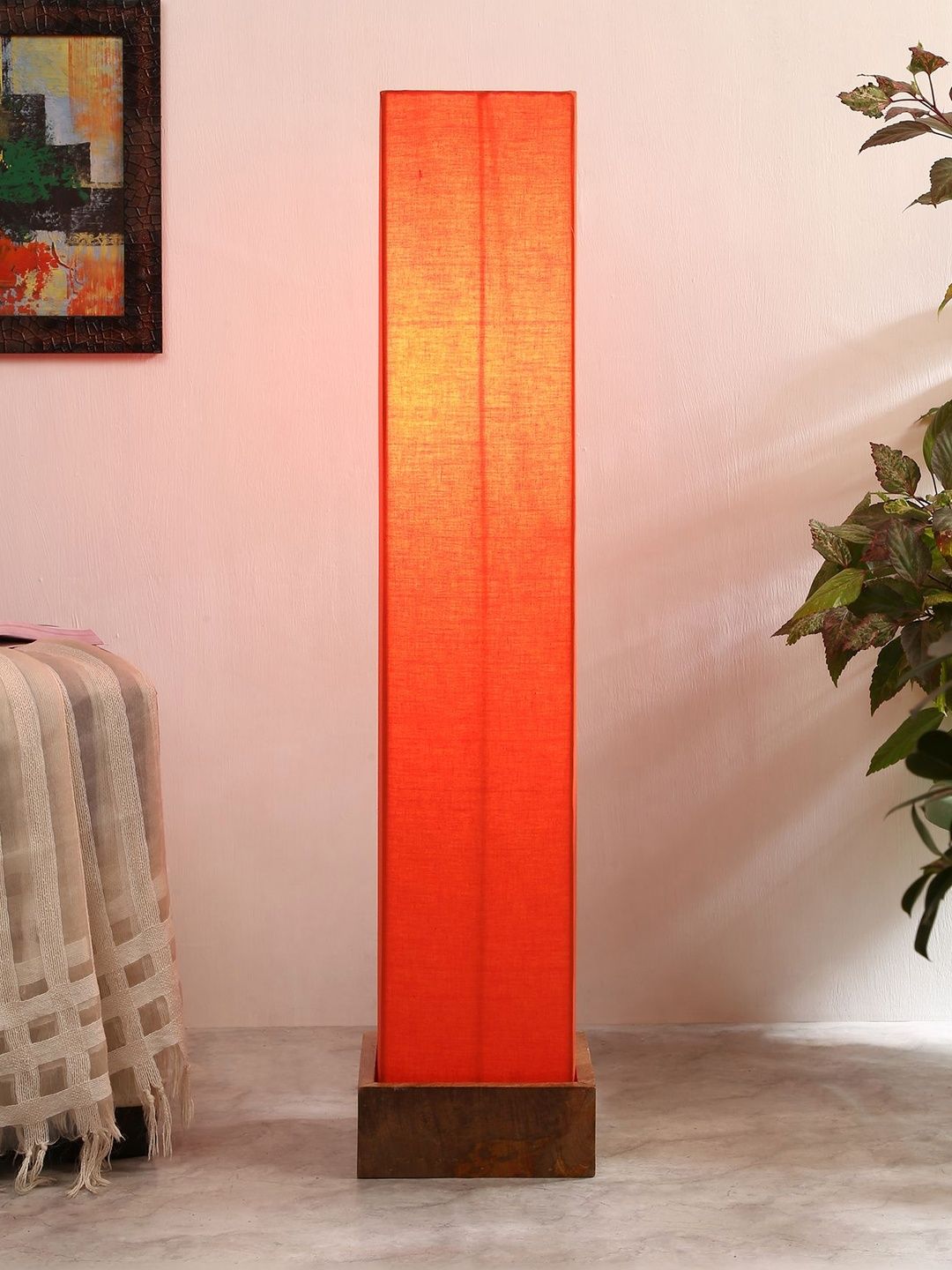 Myntra Elegant Homes Orange & Brown Wooden Floor Lamps-picture-38