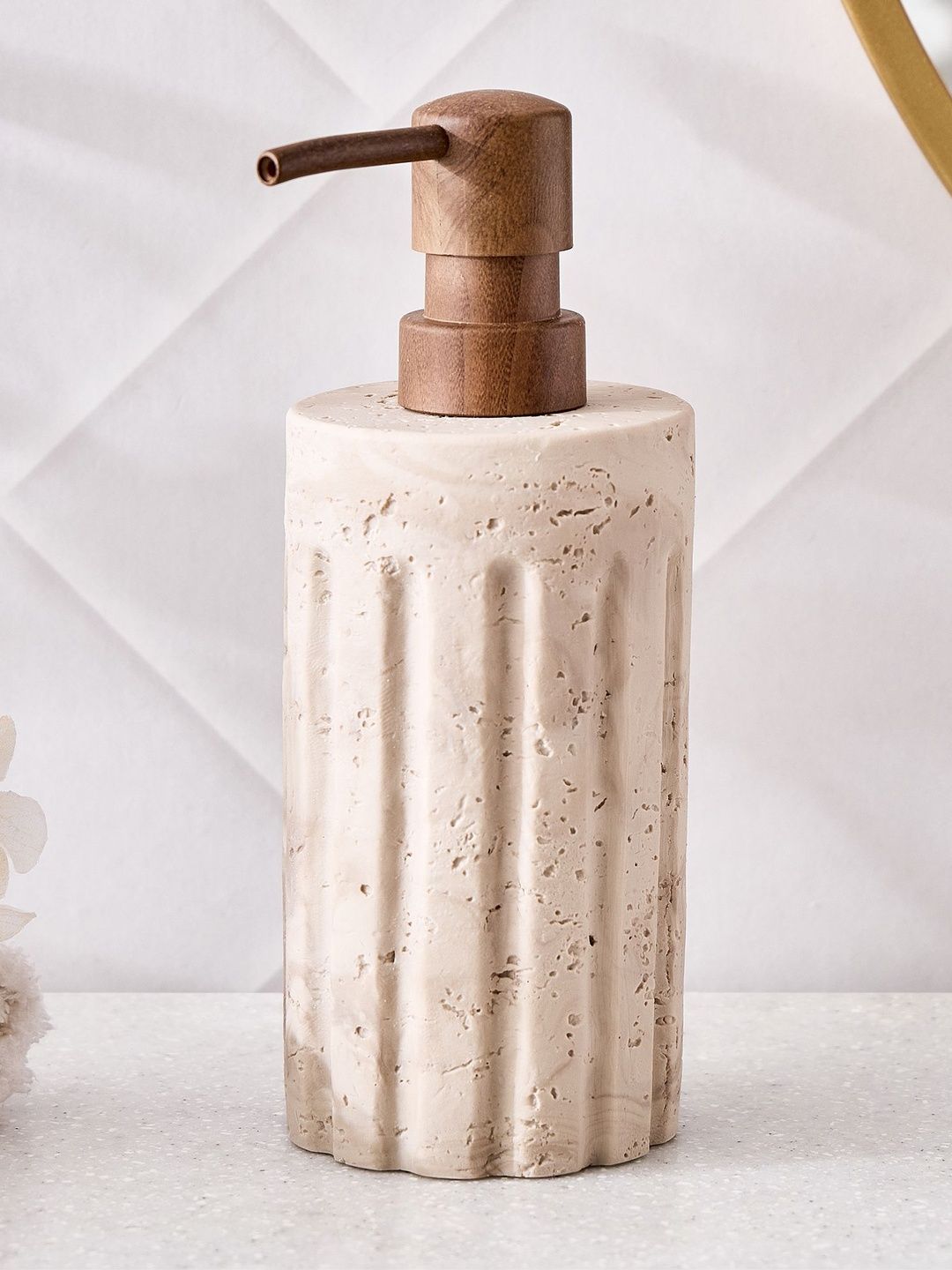 Home Centre Beige Textured Porcelain Bone China Soap Dispenser-picture-27
