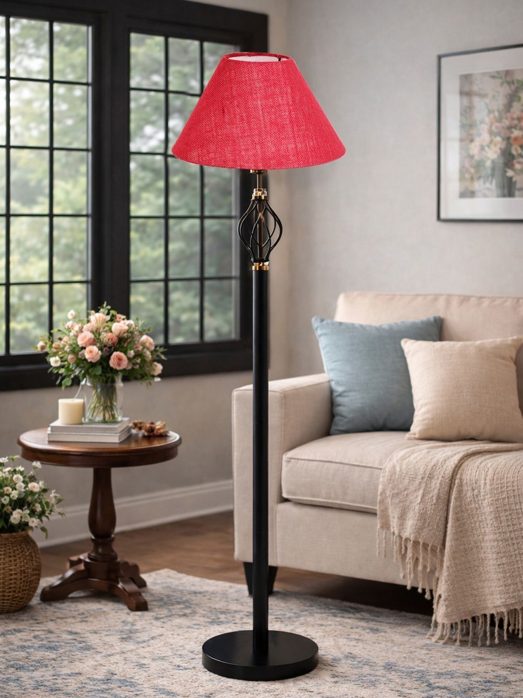 Myntra Elegant Homes Pink & Black Wooden Floor Lamps-picture-23
