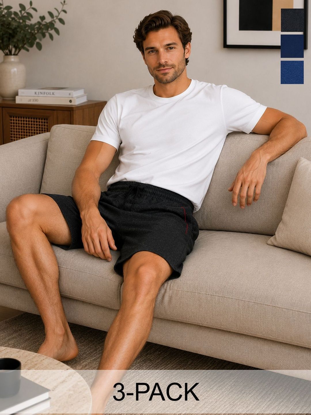 The Roadster Lifestyle Co Pack Of 3 Cotton Mid-Rise Lounge Shorts With Side Pocket-picture-32