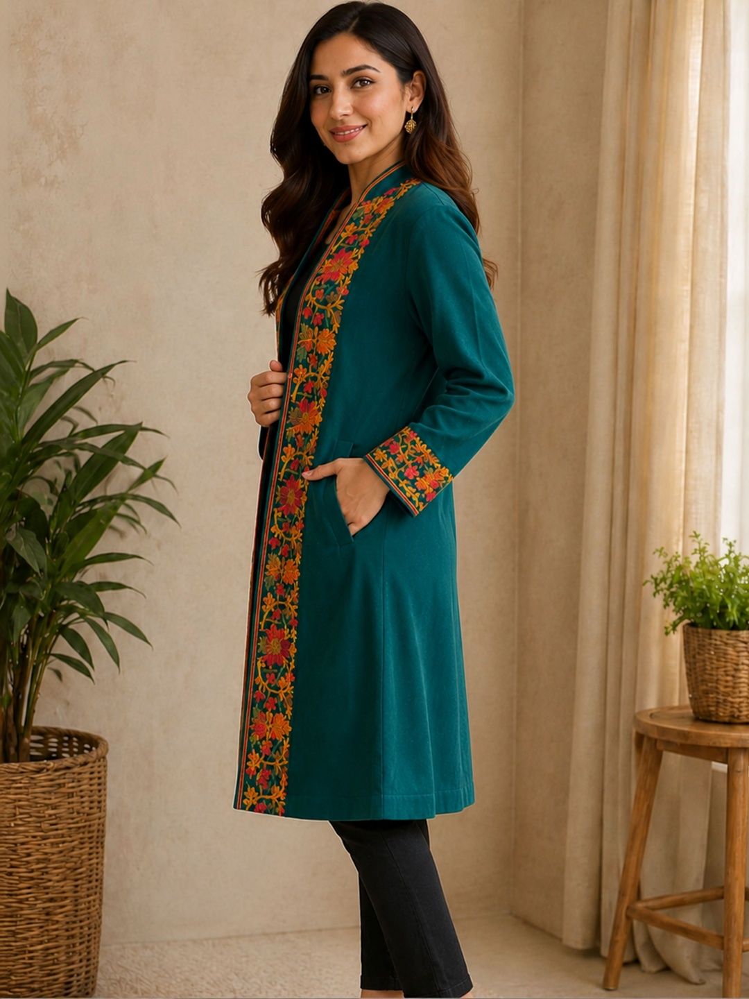 HAUTEMODA Women Ethnic Embroidered Longline Ethnic Shrug-picture-30