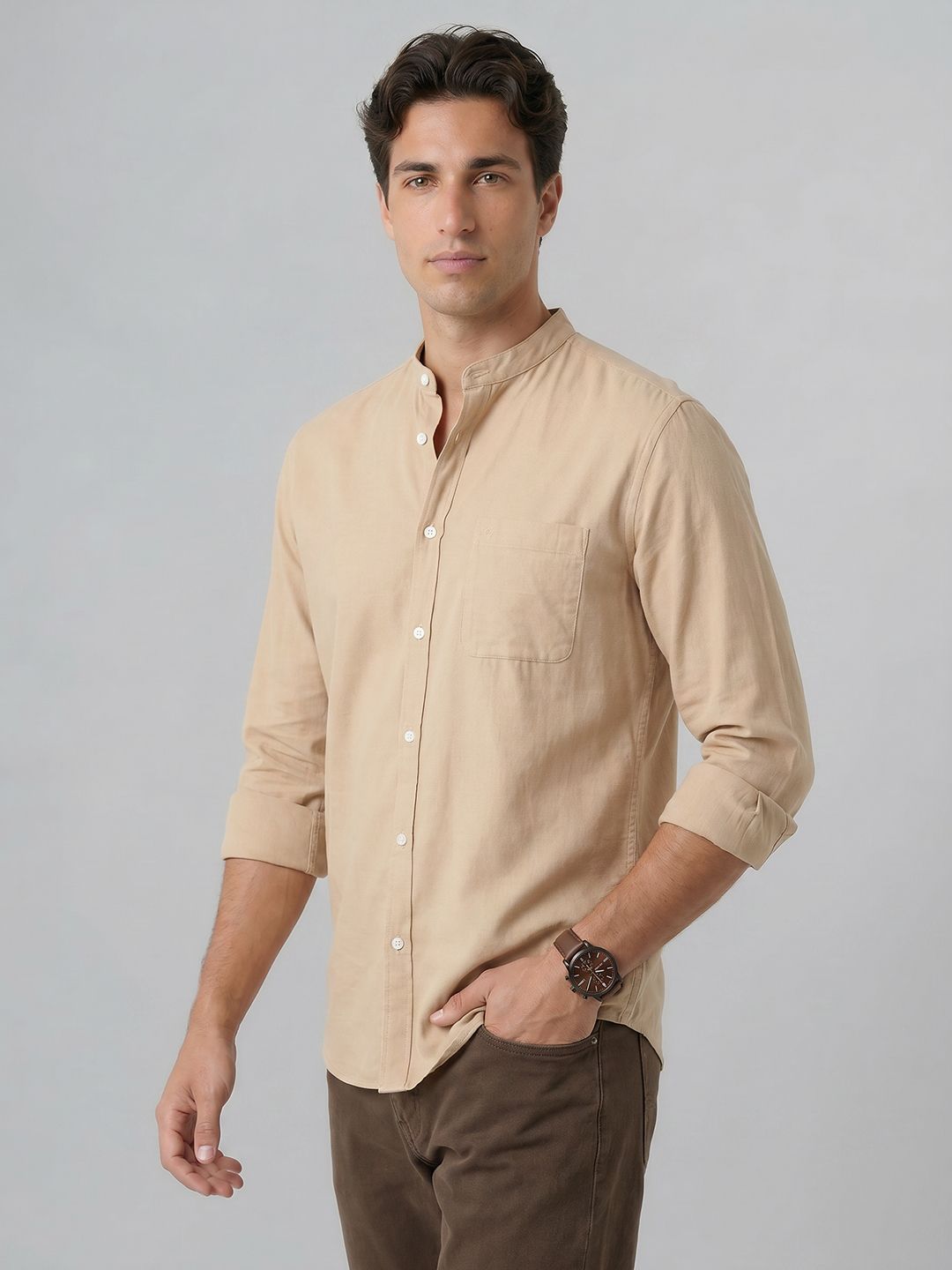 Indian Terrain Band Collar Casual Shirt-picture-45