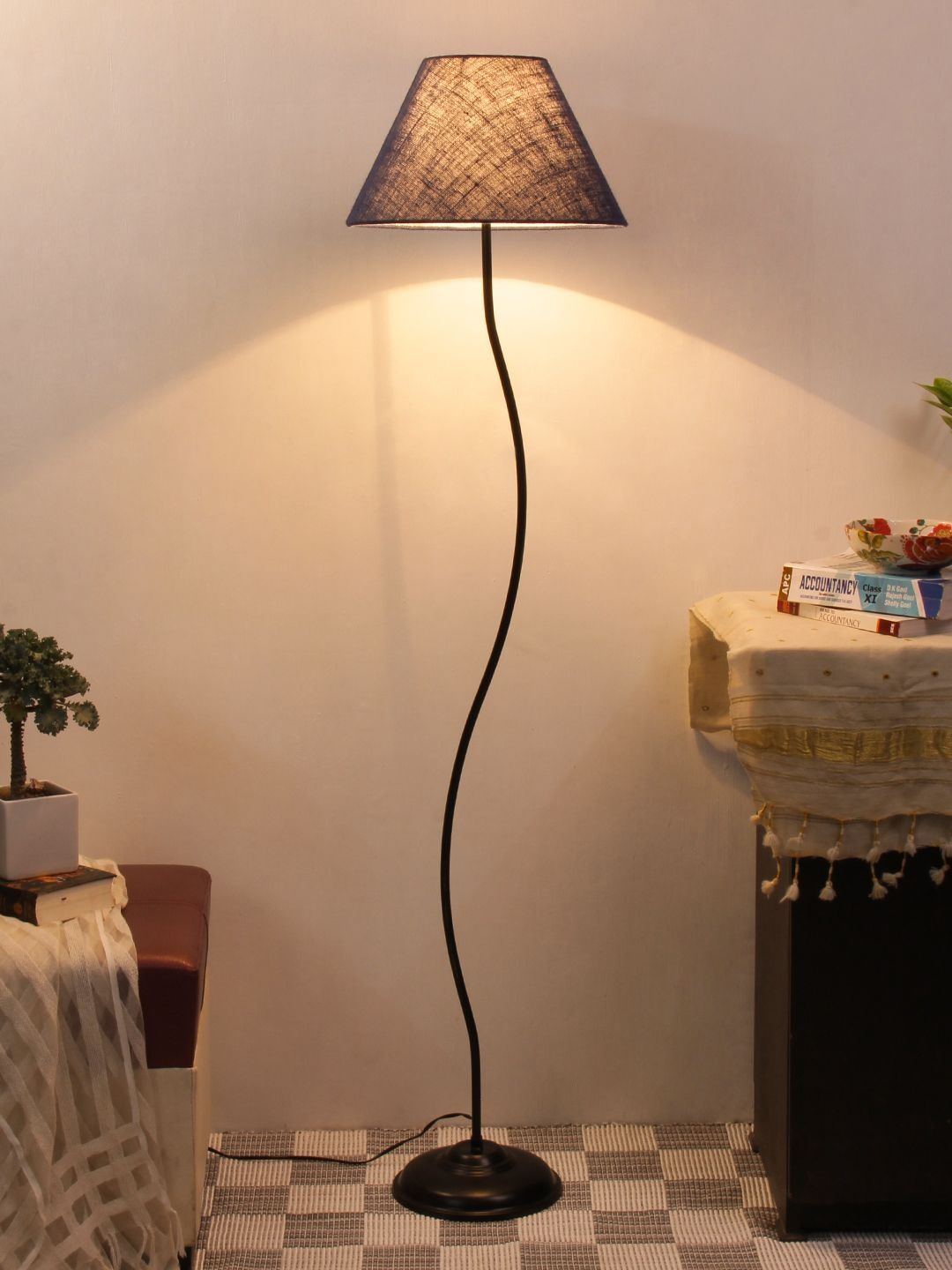 Myntra Elegant Homes Blue & Black Frustum Shape Floor Lamp-picture-14