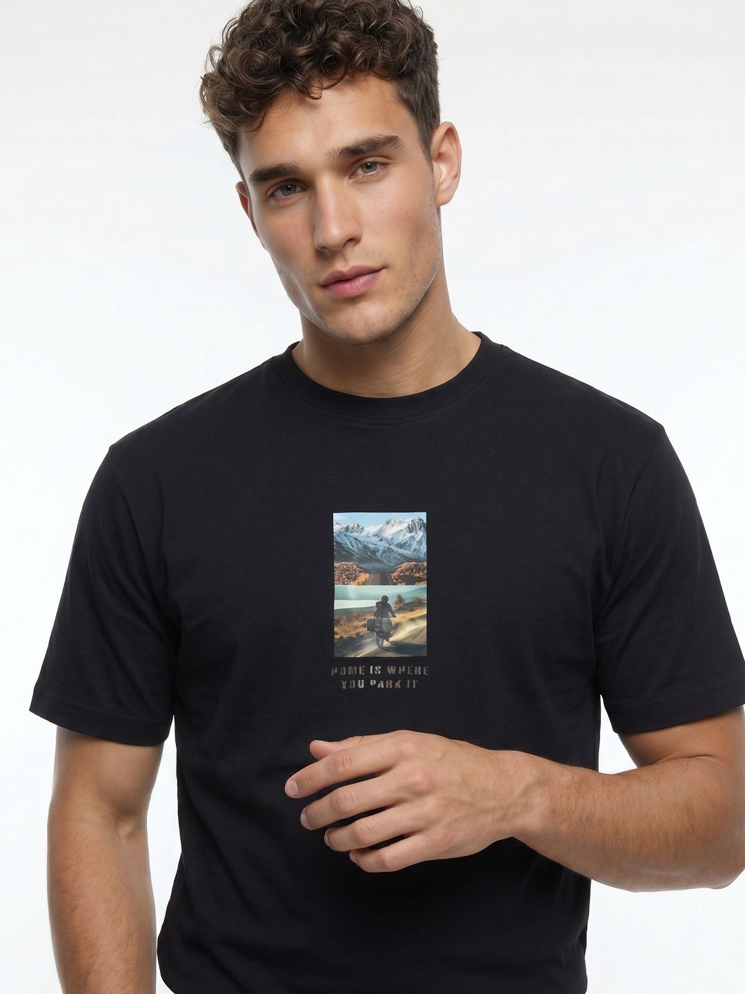 glitchez Graphic Photo Printed Relaxed Fit T-shirt-image-46