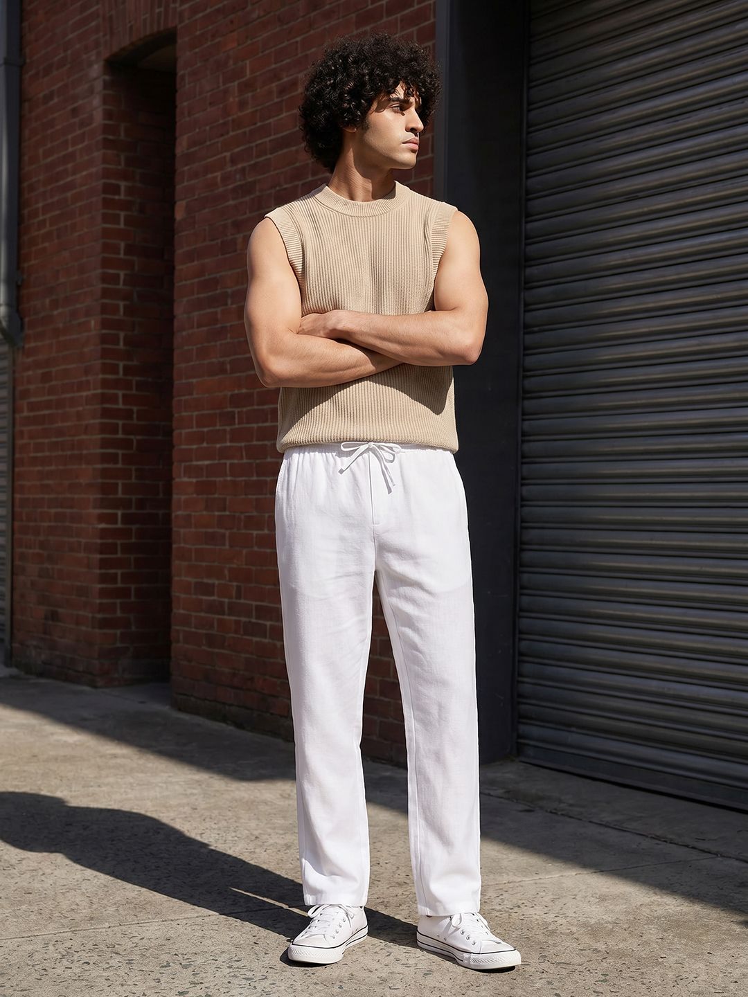The Roadster Life Co. Men Cotton Linen Straight Fit Trousers-picture-18