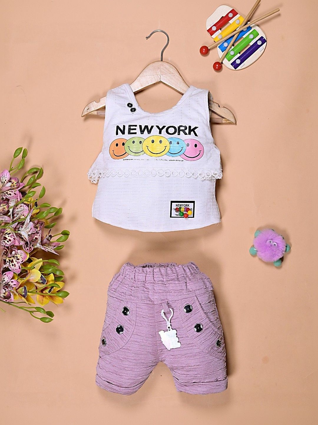 JIYAN FASHION WORLD Girls Printed Top with Shorts-image-28