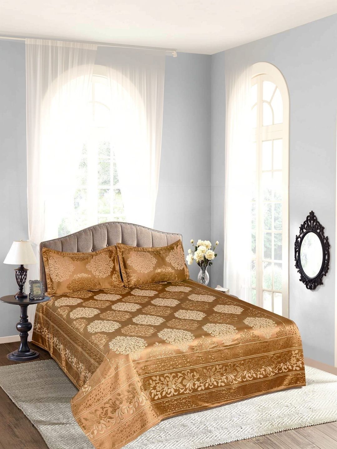 Victor Brown Printed Double Queen Bed Covers-picture-40