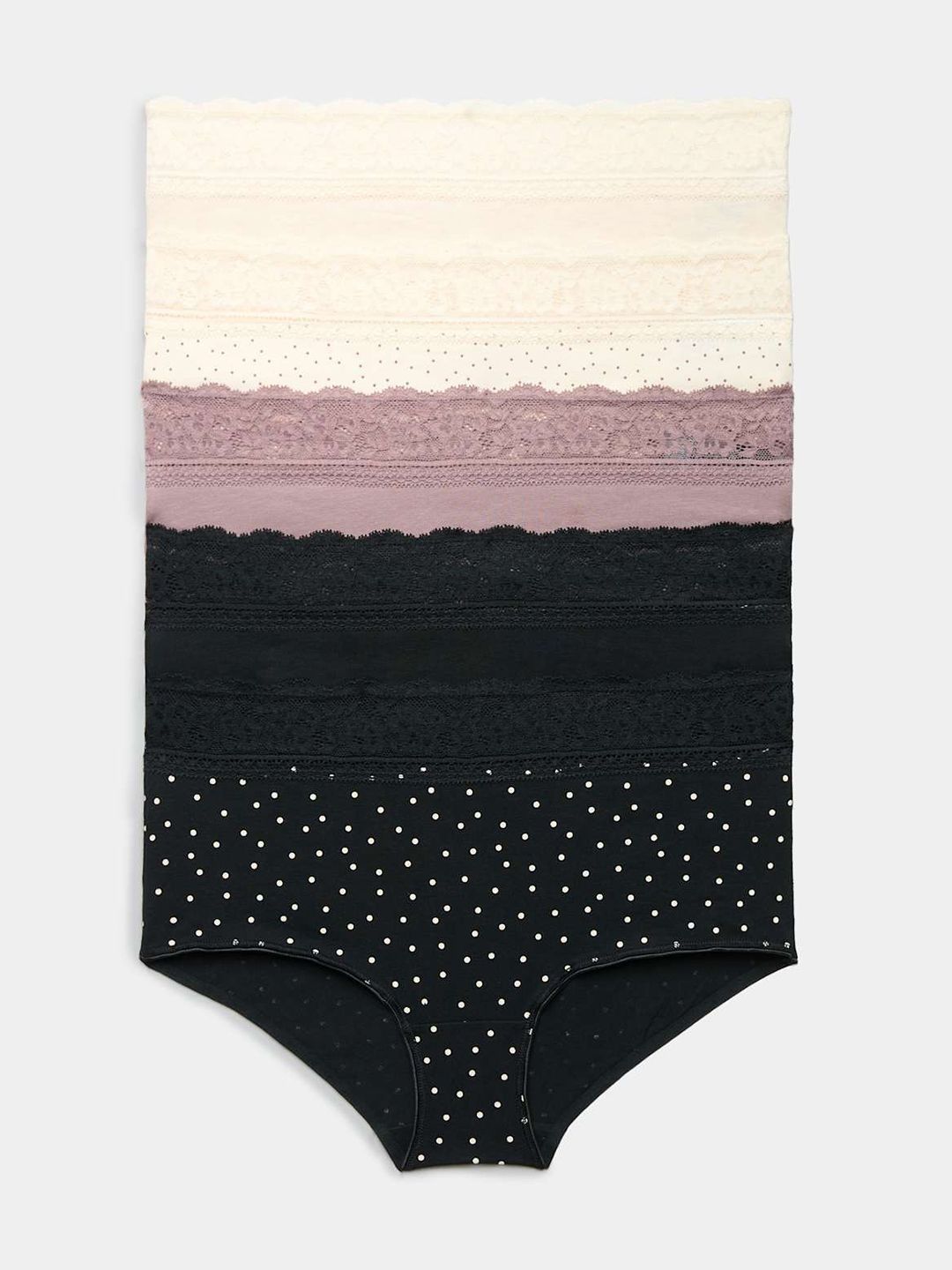 Marks & Spencer Women Pack of 5 Printed Cotton Basic Briefs-picture-33