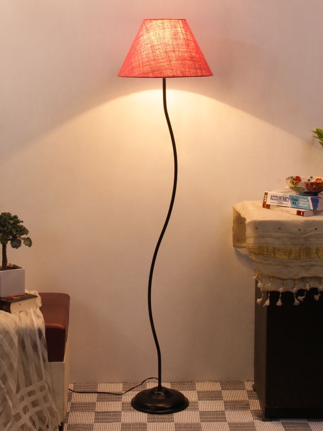 Myntra Elegant Homes Pink & Black Frustum Shape Floor Lamp-picture-17