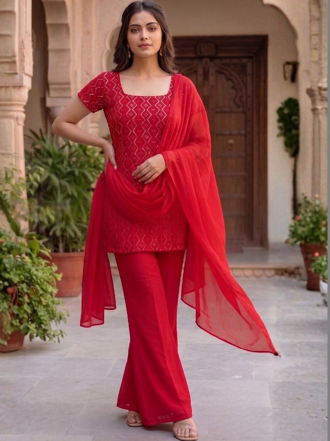 Moda Rapido Women Embroidered Regular Kurta with Palazzos & With Dupatta-picture-24