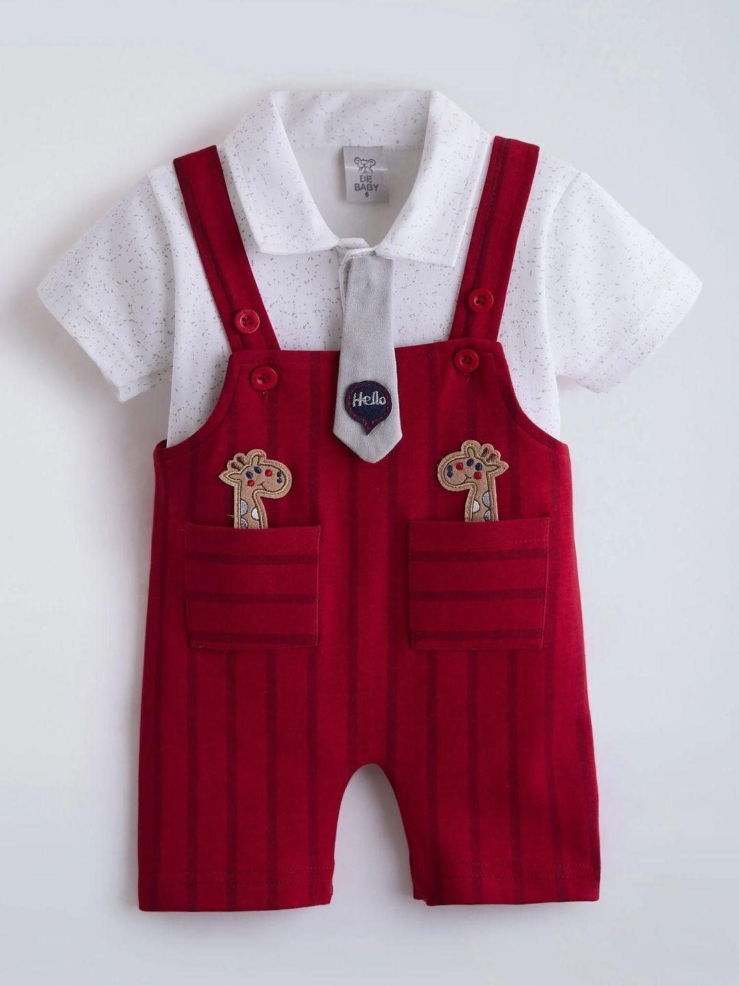 Hopscotch Giraffe Applique Striped Overall Set-picture-16