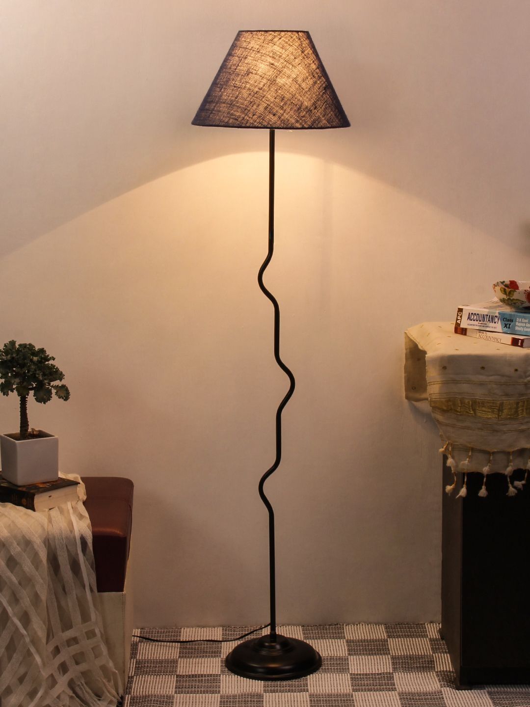 Myntra Elegant Homes Blue & Black Frustum Shape Floor Lamp-picture-12