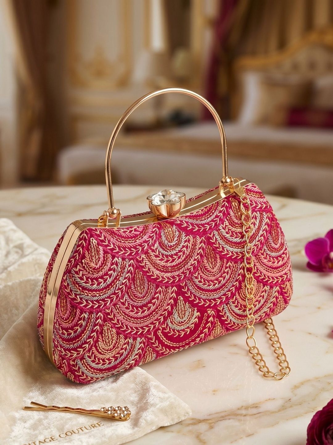 OSTY Embroidered Embellished Box Clutch-picture-32