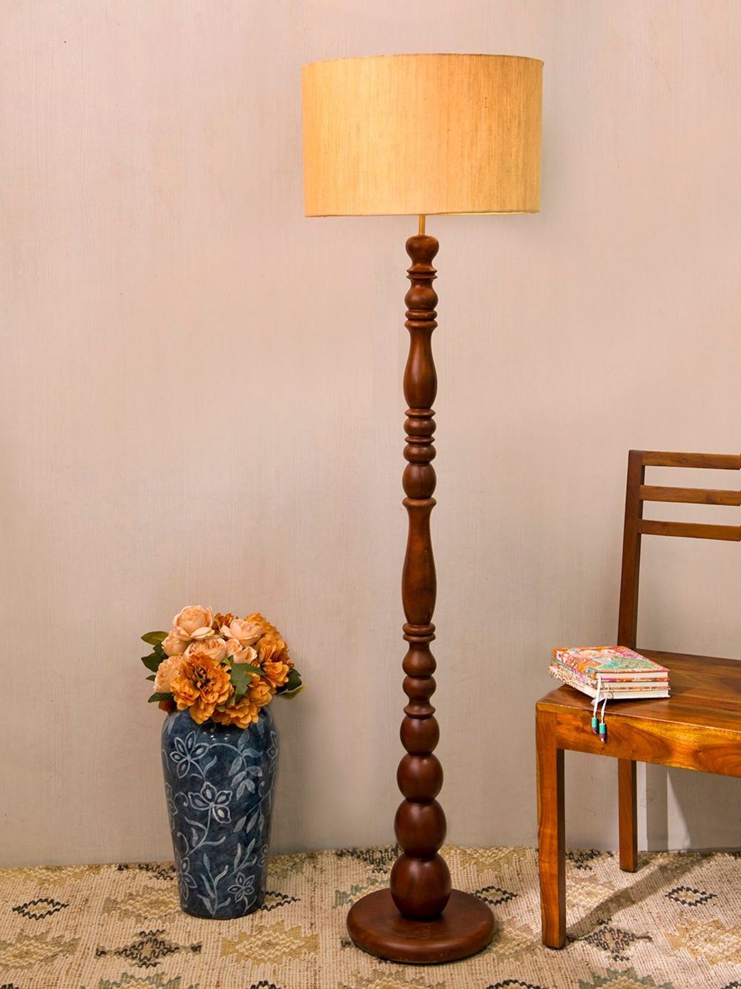 Fabindia Brown Wooden Frustum Shaped Floor Lamp-image-22