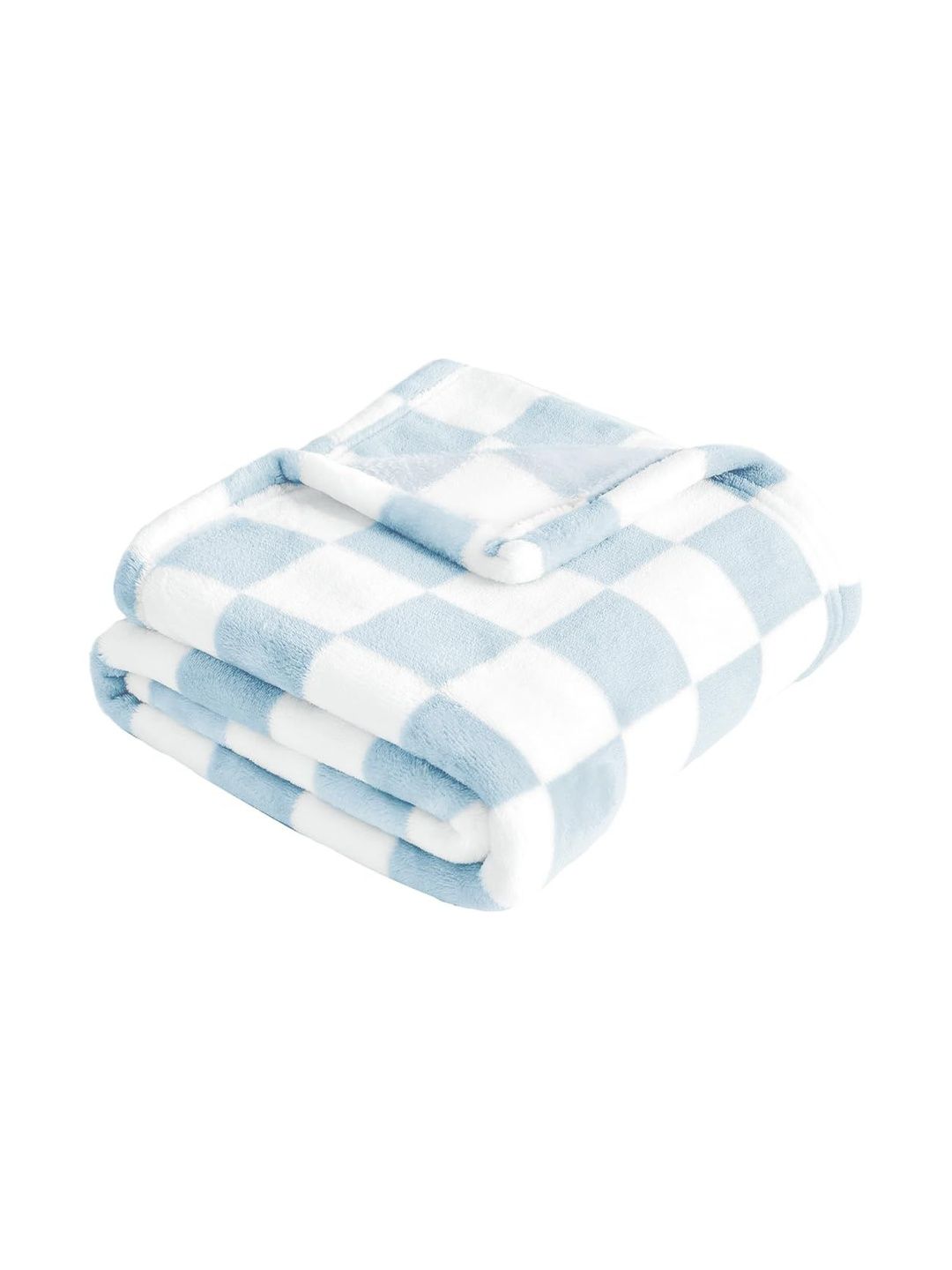 PATPAT Blue & White Checked Mild Winter Blanket-picture-6