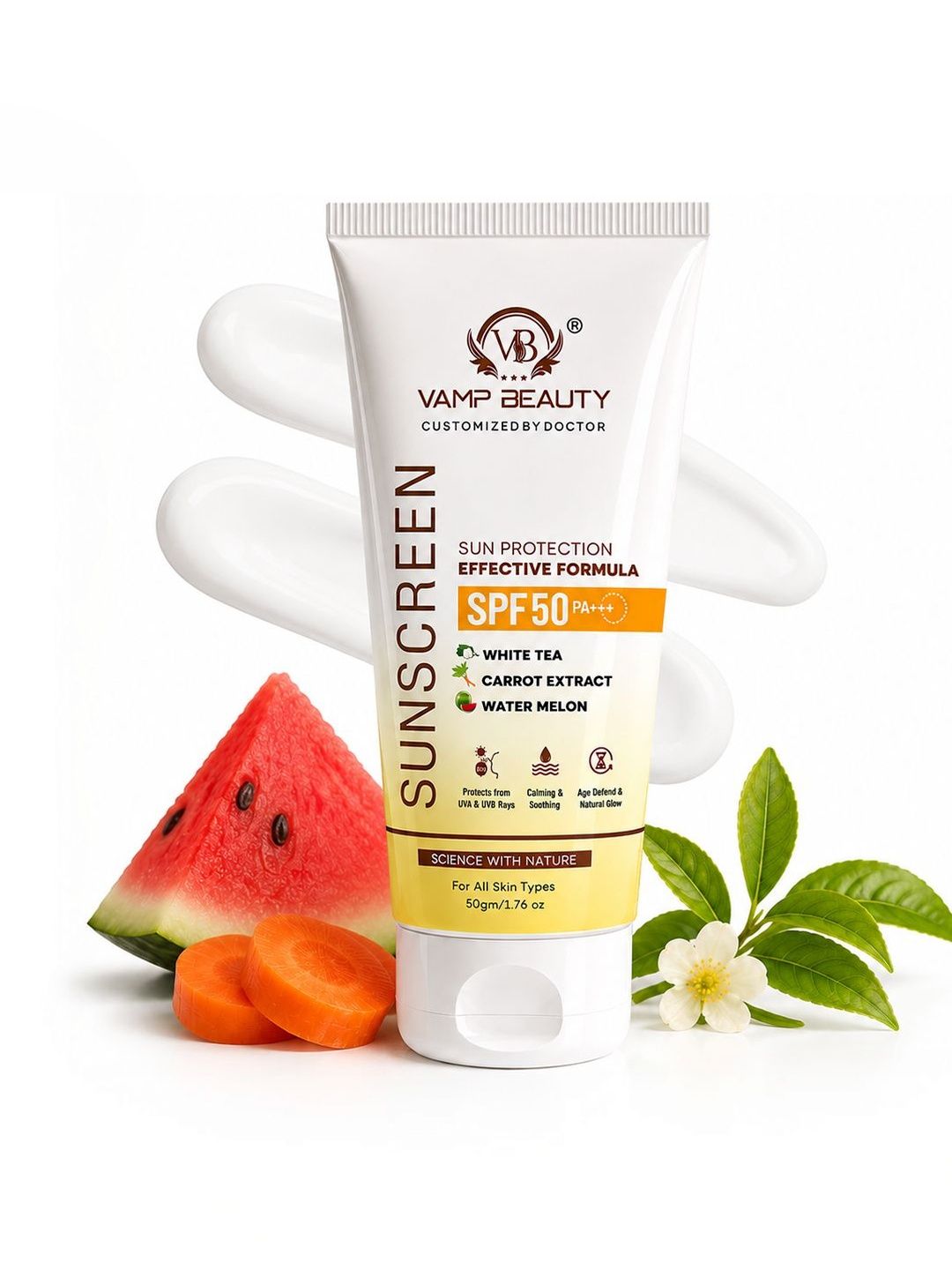 vamp beauty Sunscreen SPF 50 PA+++ With White Tea - 50 ml-image-14