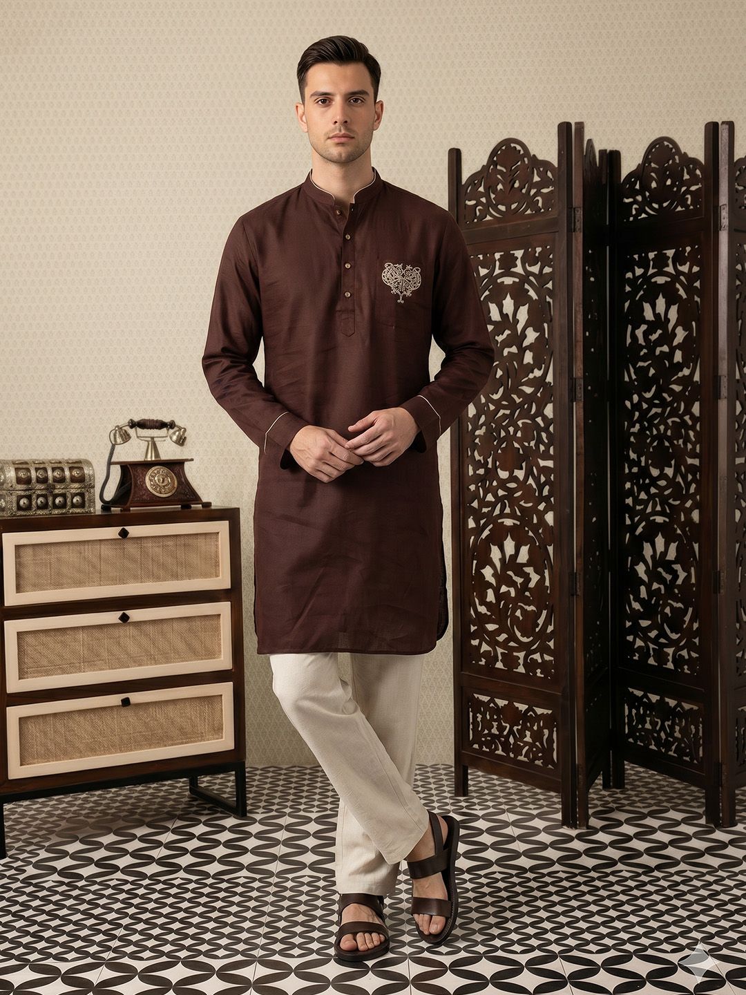 House of Pataudi Jashn Ethnic Motifs Embroidered Pure Cotton Kurta-picture-19
