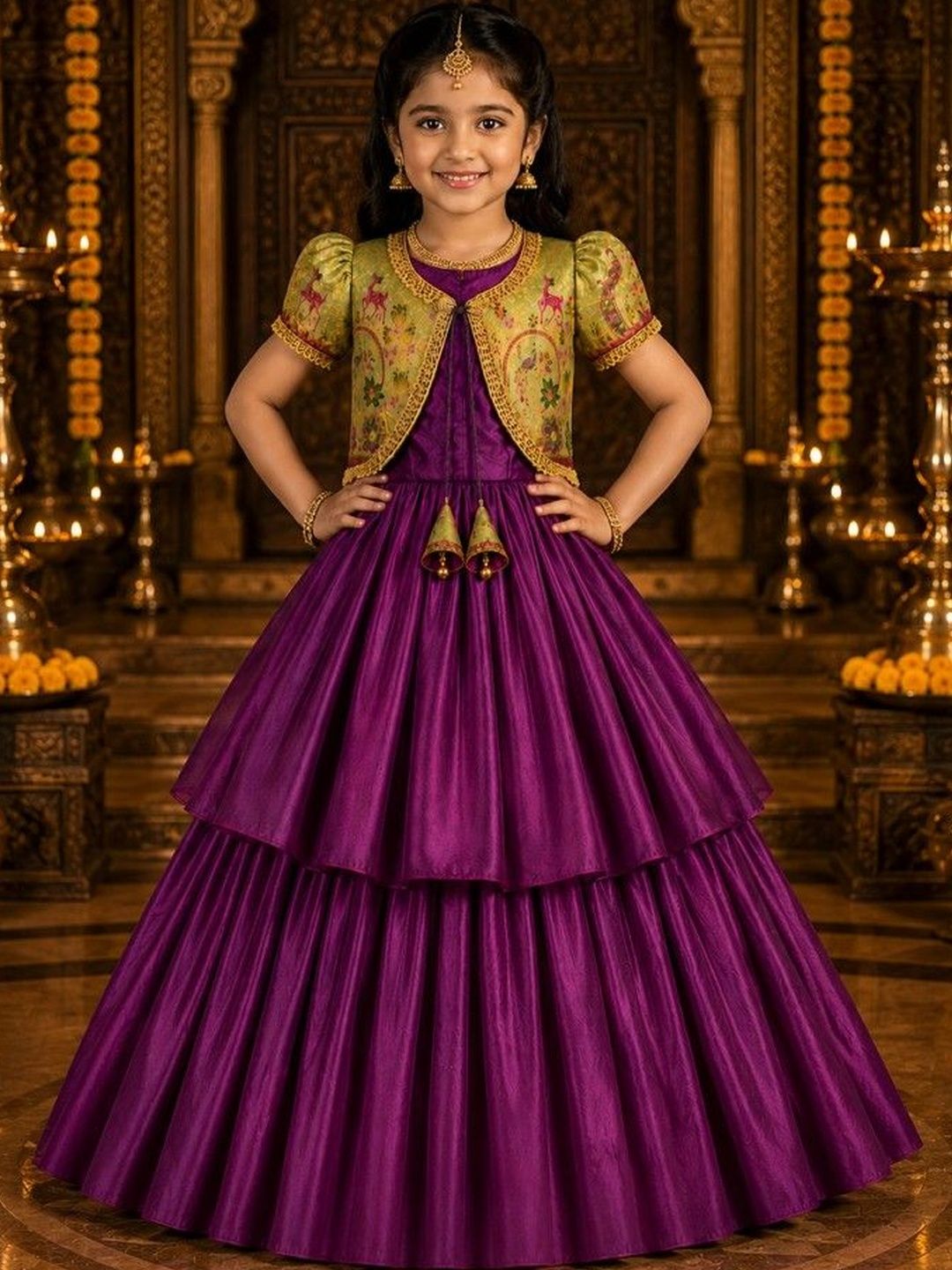 Xepon Girls Embroidered Thread Work Ready to Wear Lehenga &-picture-38