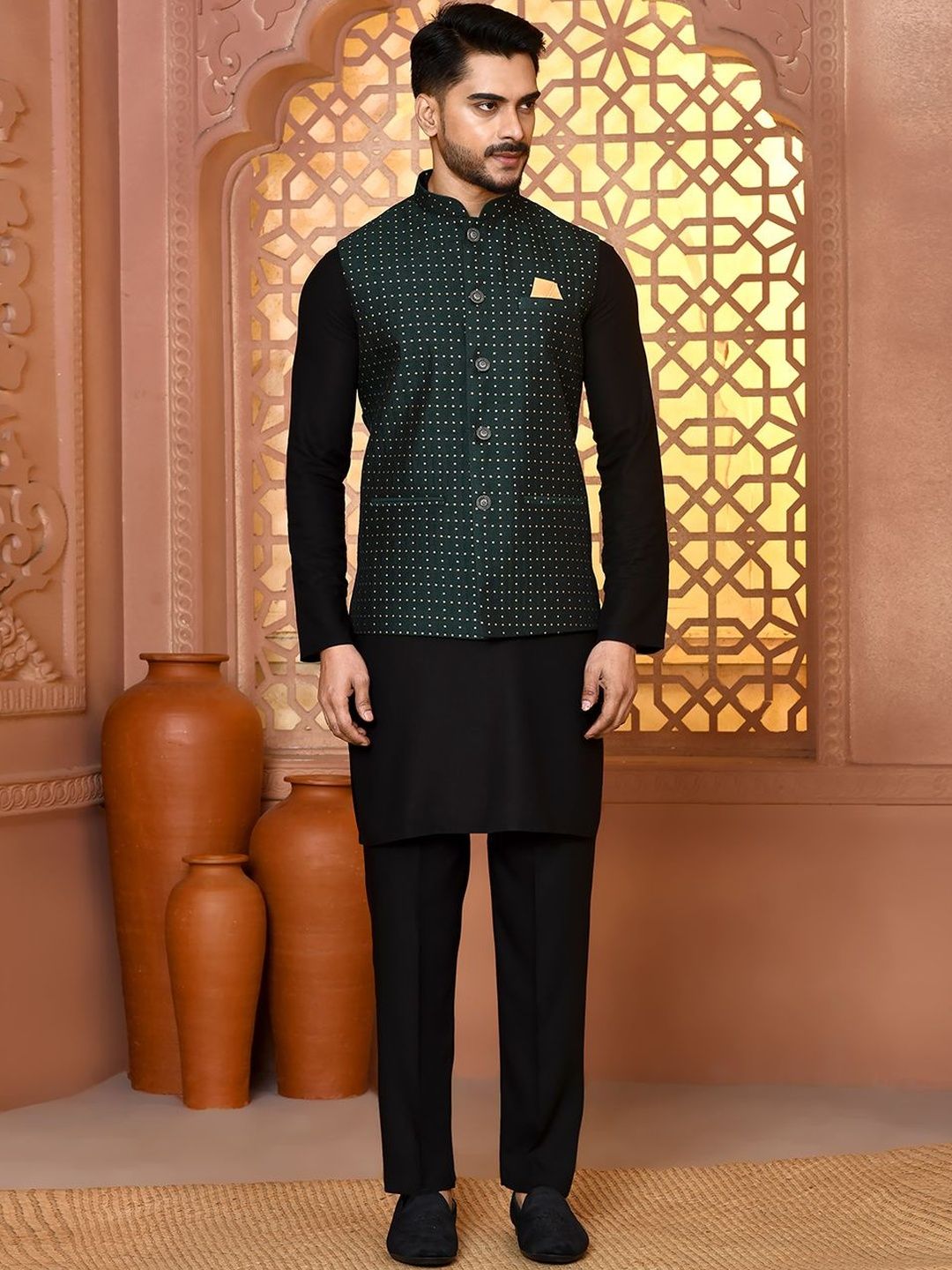 TRENDS OF ETHNIC Woven Design Woven Nehru Jackets-picture-22