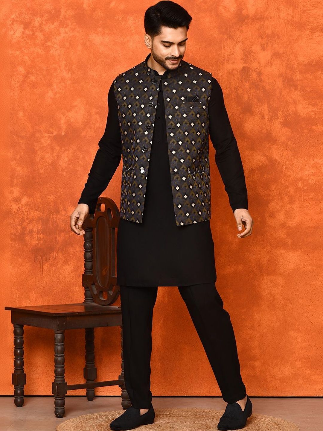TRENDS OF ETHNIC Woven Design Woven Nehru Jackets-picture-27