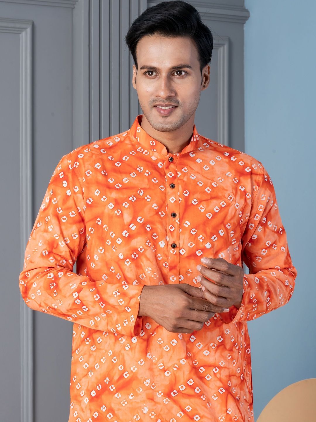 PulseIQ Men Bandhani Printed Kurta-picture-29