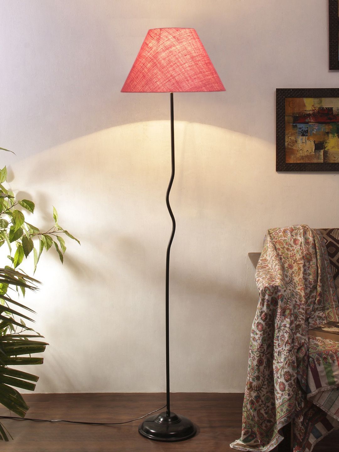 Myntra Elegant Homes Pink & Black Frustum Shaped Floor Lamps-picture-15