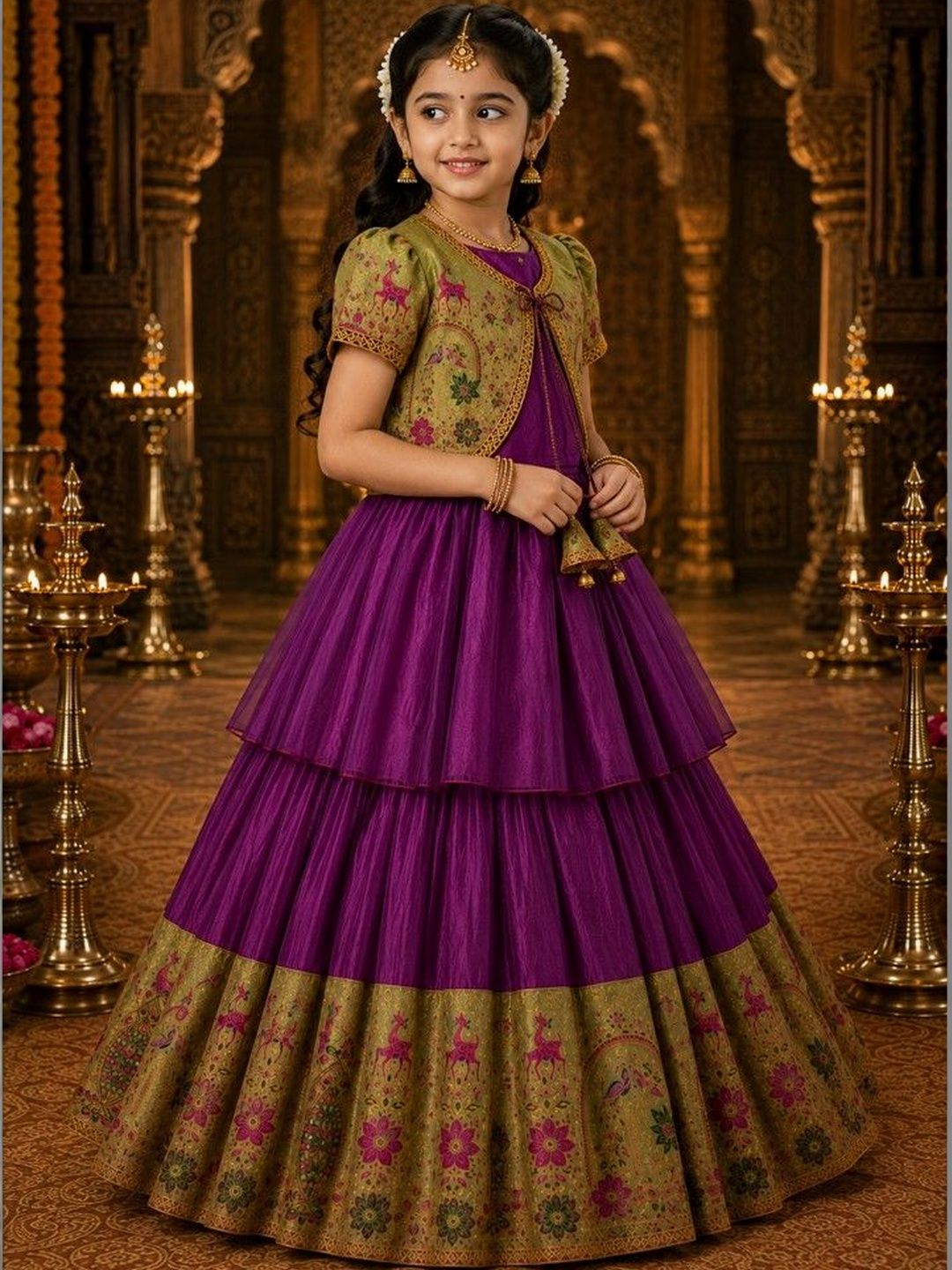 Xepon Girls Embroidered Thread Work Ready to Wear Lehenga &-picture-11