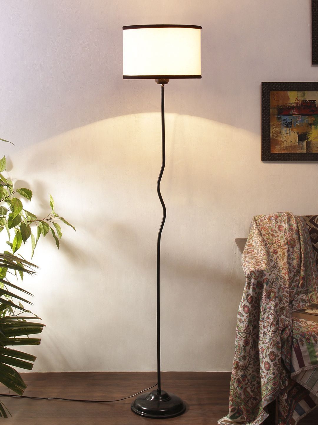 Myntra Elegant Homes Black & White Cylinder Shaped Floor Lamps-picture-16