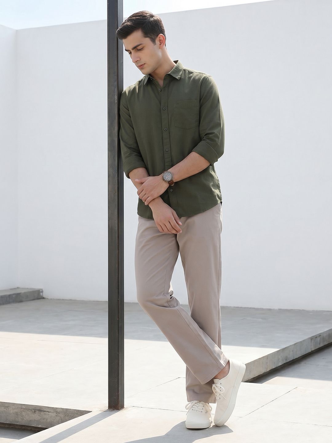The Roadster Life Co. Men Pure Cotton Relaxed Fit Chinos Trousers-picture-53