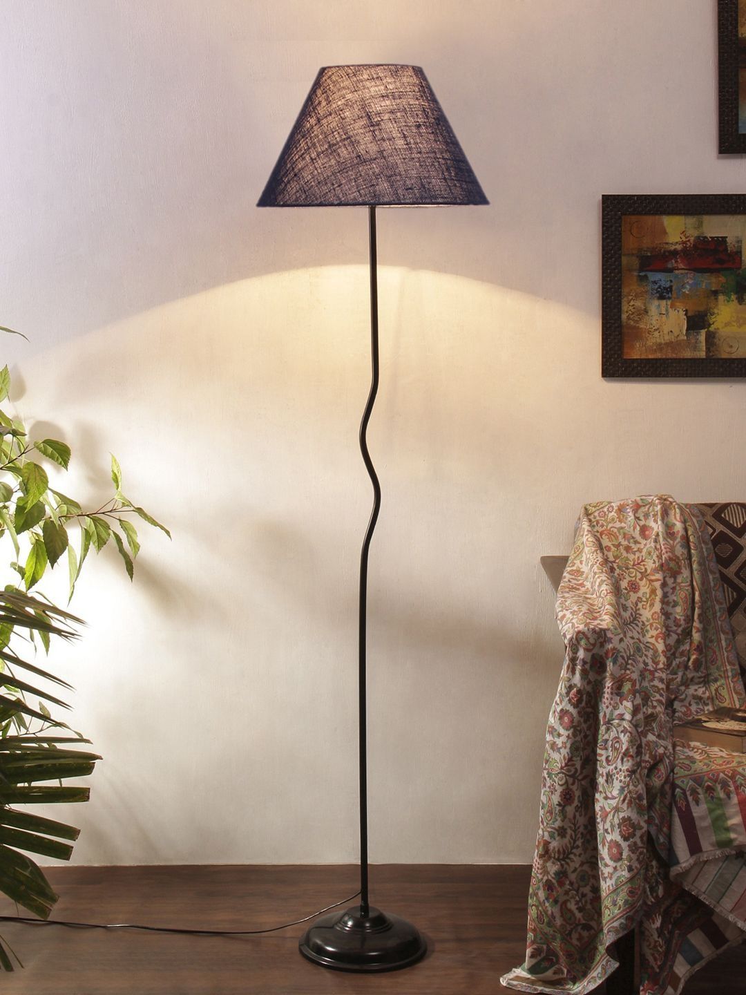 Myntra Elegant Homes Blue & Black Frustum Shaped Floor Lamps-picture-16