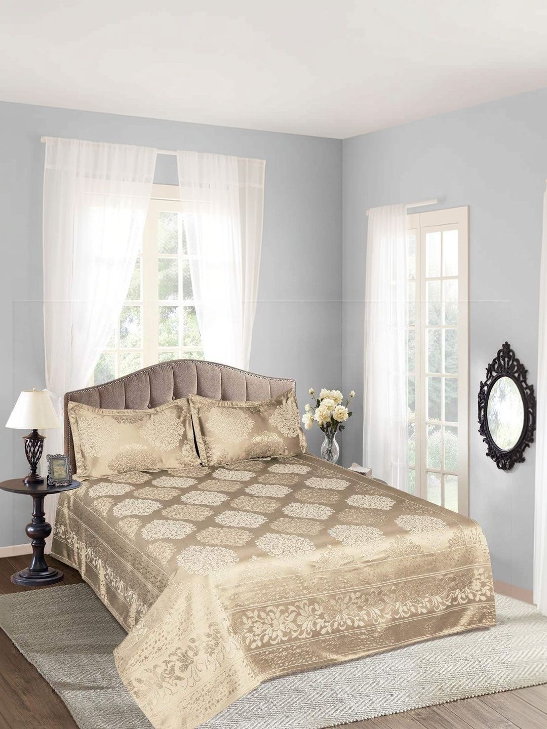 Victor Brown Printed Double Queen Bed Covers-image-22