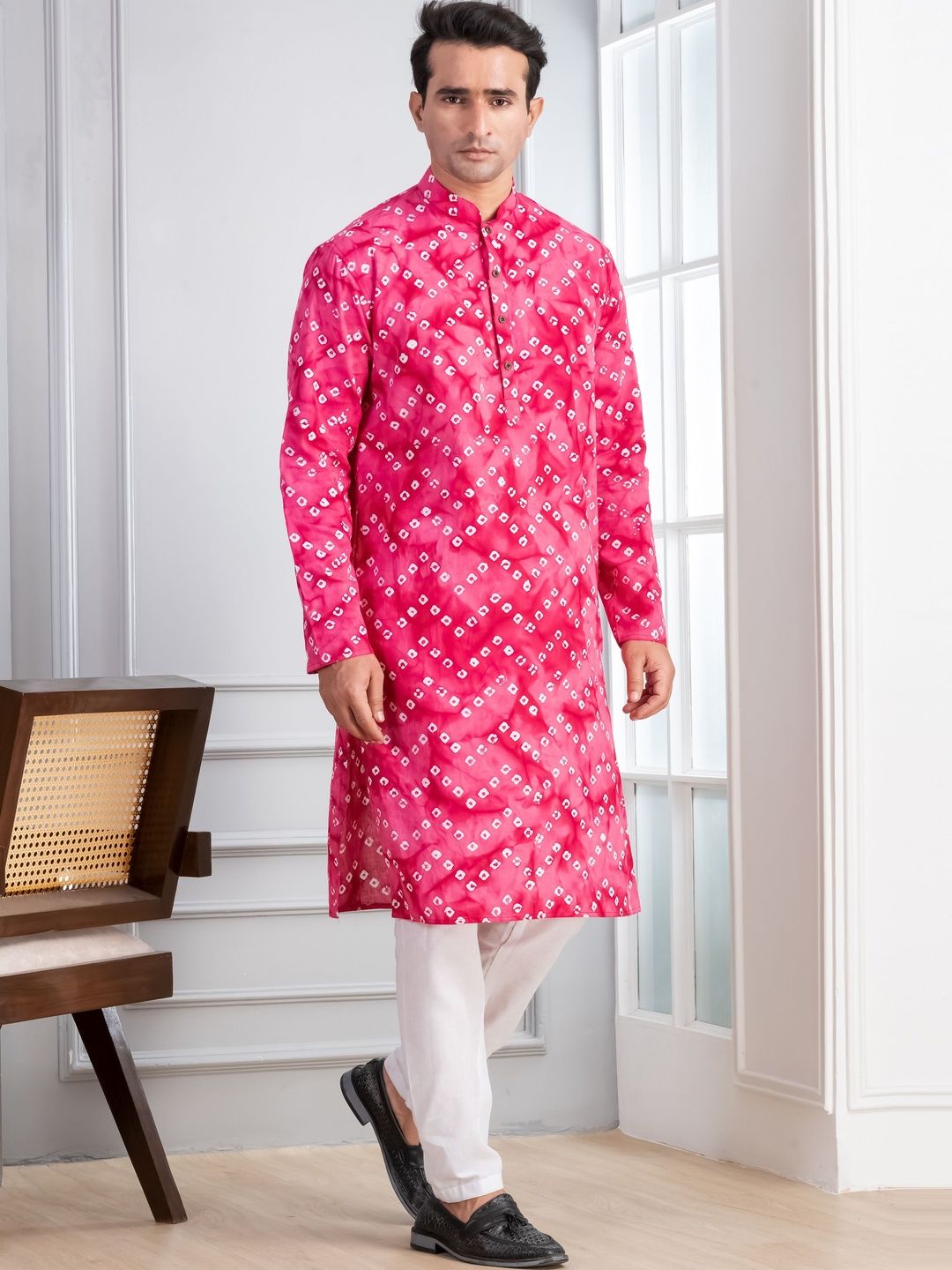 PulseIQ Men Bandhani Printed Kurta-picture-38