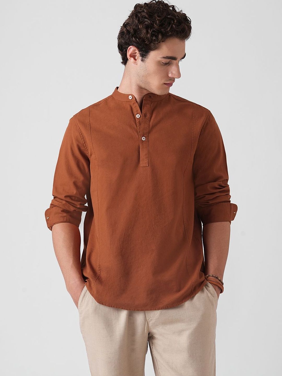 Blue Buddha Cotton Mandarin Collar Kurta-picture-57