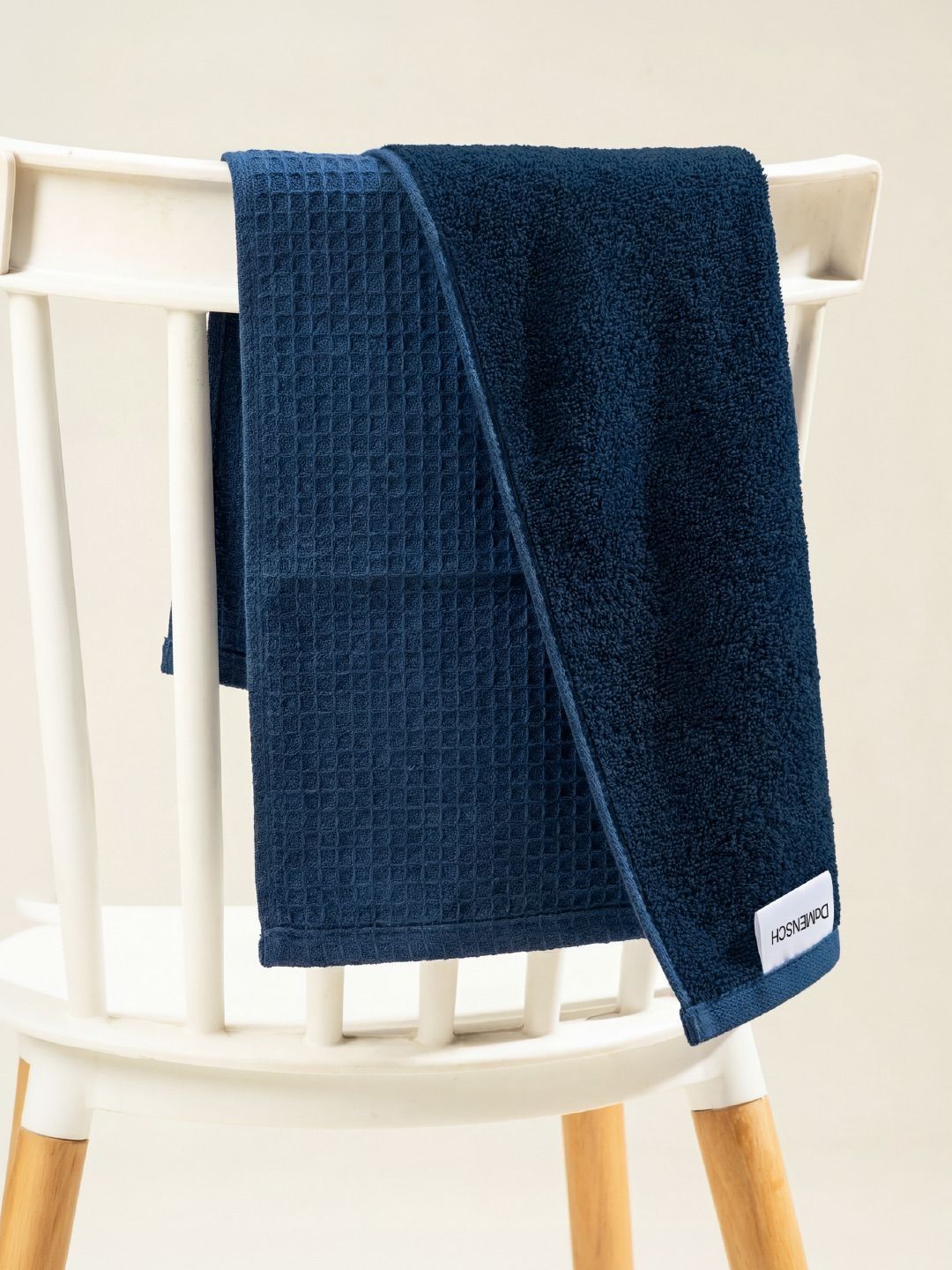 DAMENSCH Blue Ultra-Soft Dual Waffle & Terry Texture 400 GSM Hand Towel-picture-38