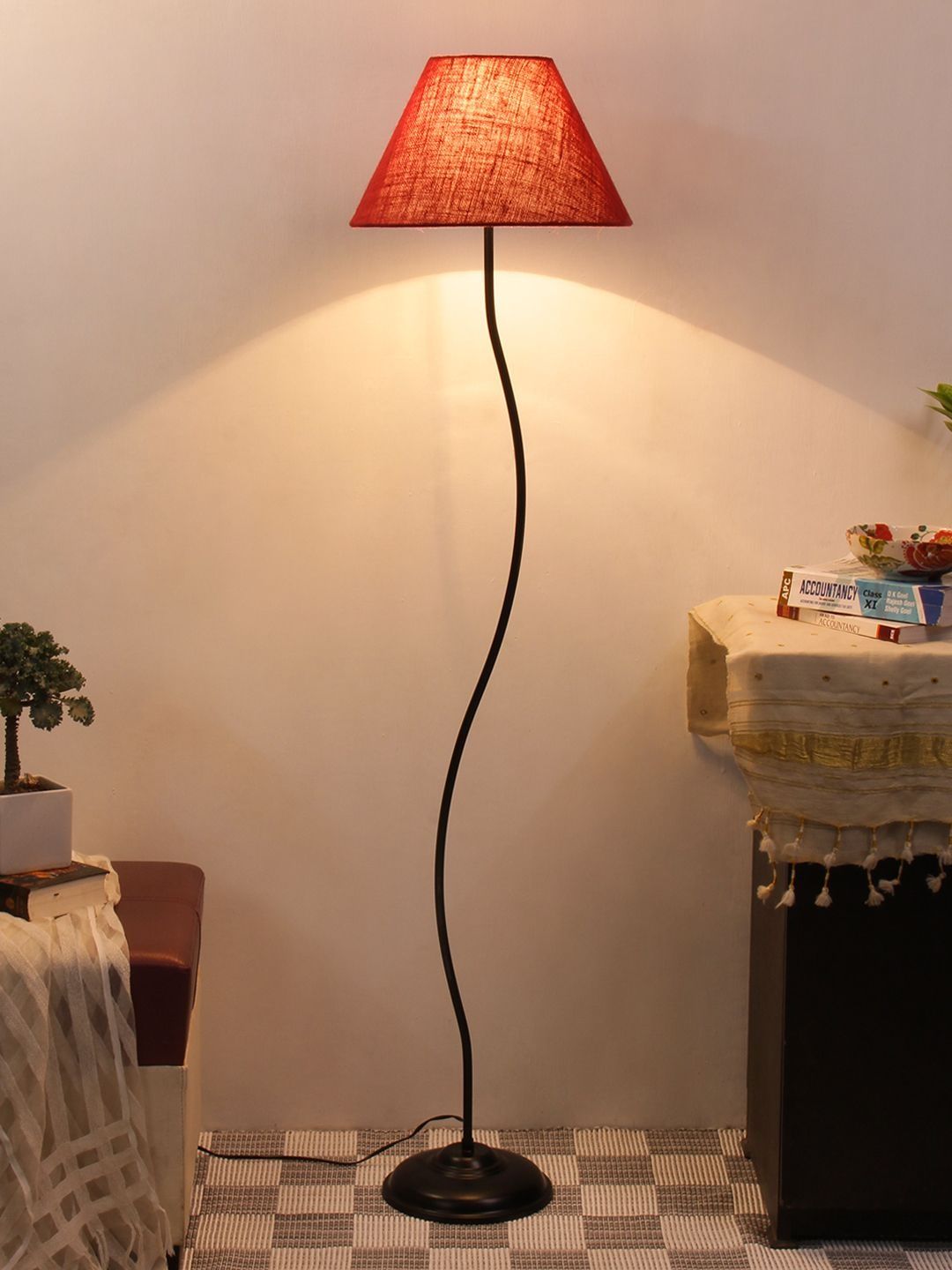 Myntra Elegant Homes Red & Black Frustum Shape Floor Lamp-picture-37