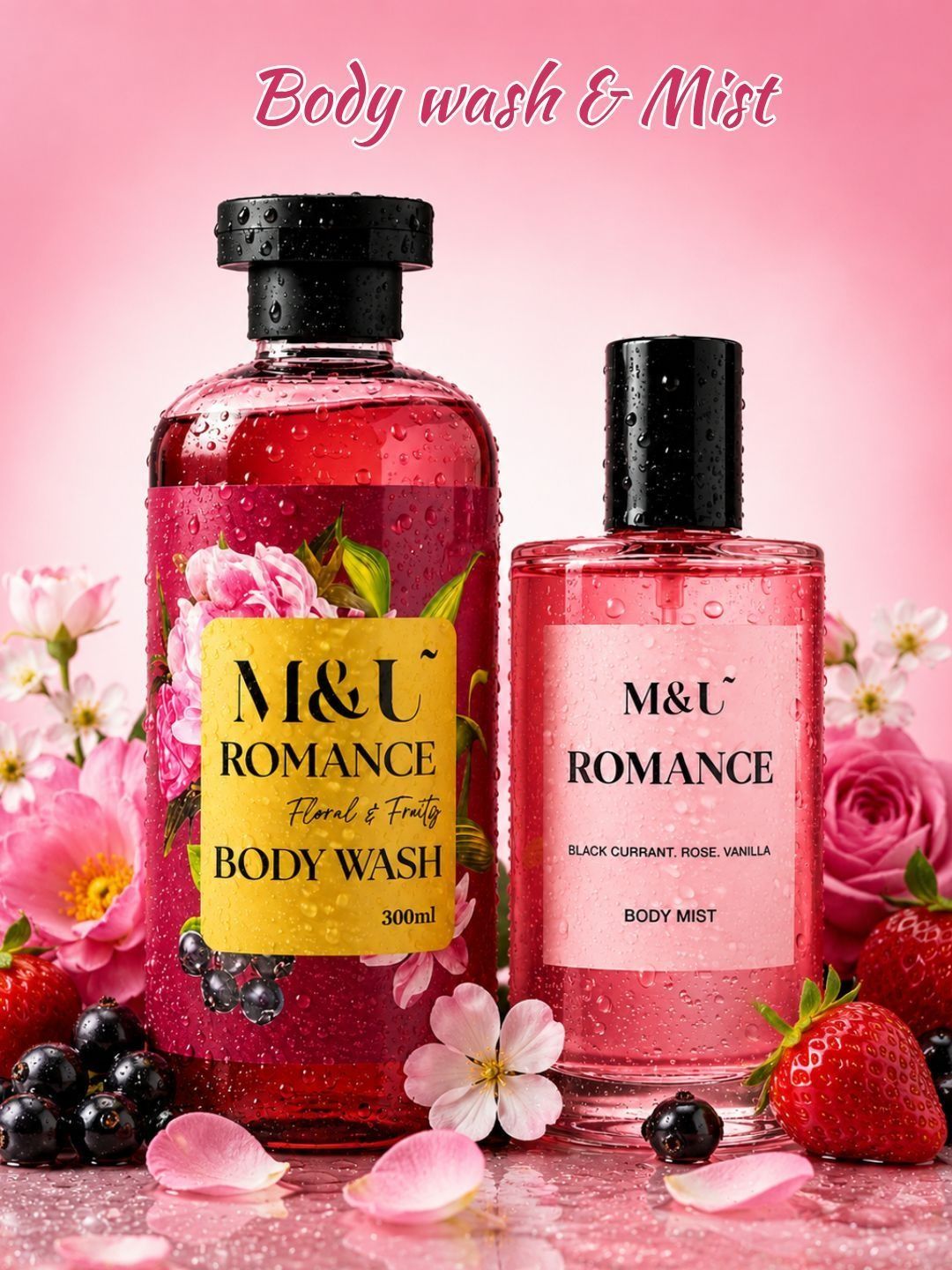 M&U Set Of 2 Romance Body Wash 300 ml With Body Mist 50 ml-image-20